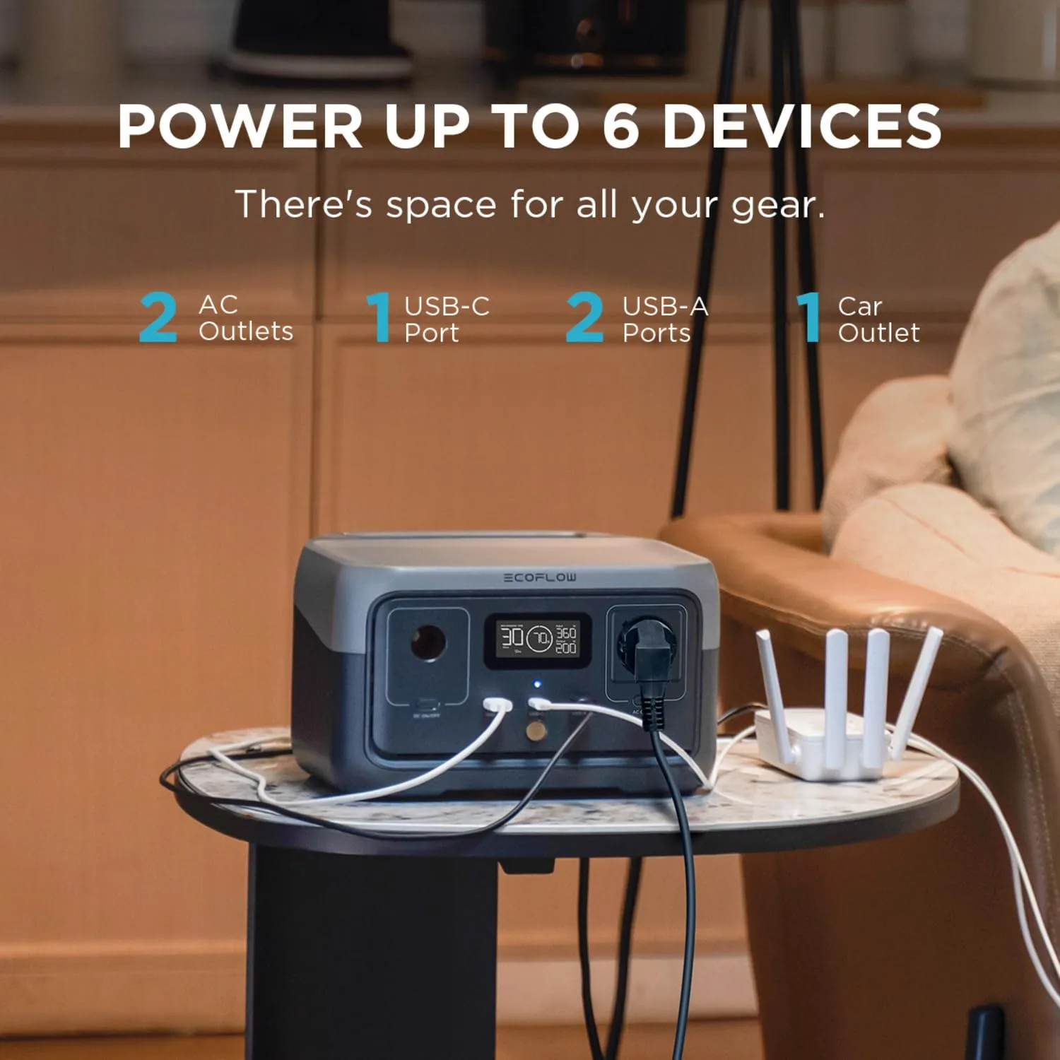 In-Depth Review: best travel charging station - EF ECOFLOW 300W Portable Power Station RIVER 2, 256Wh LiFePO4 Battery, 10 Year Life, 0% – 100% C 5 EF ECOFLOW 300W Portab - view 4