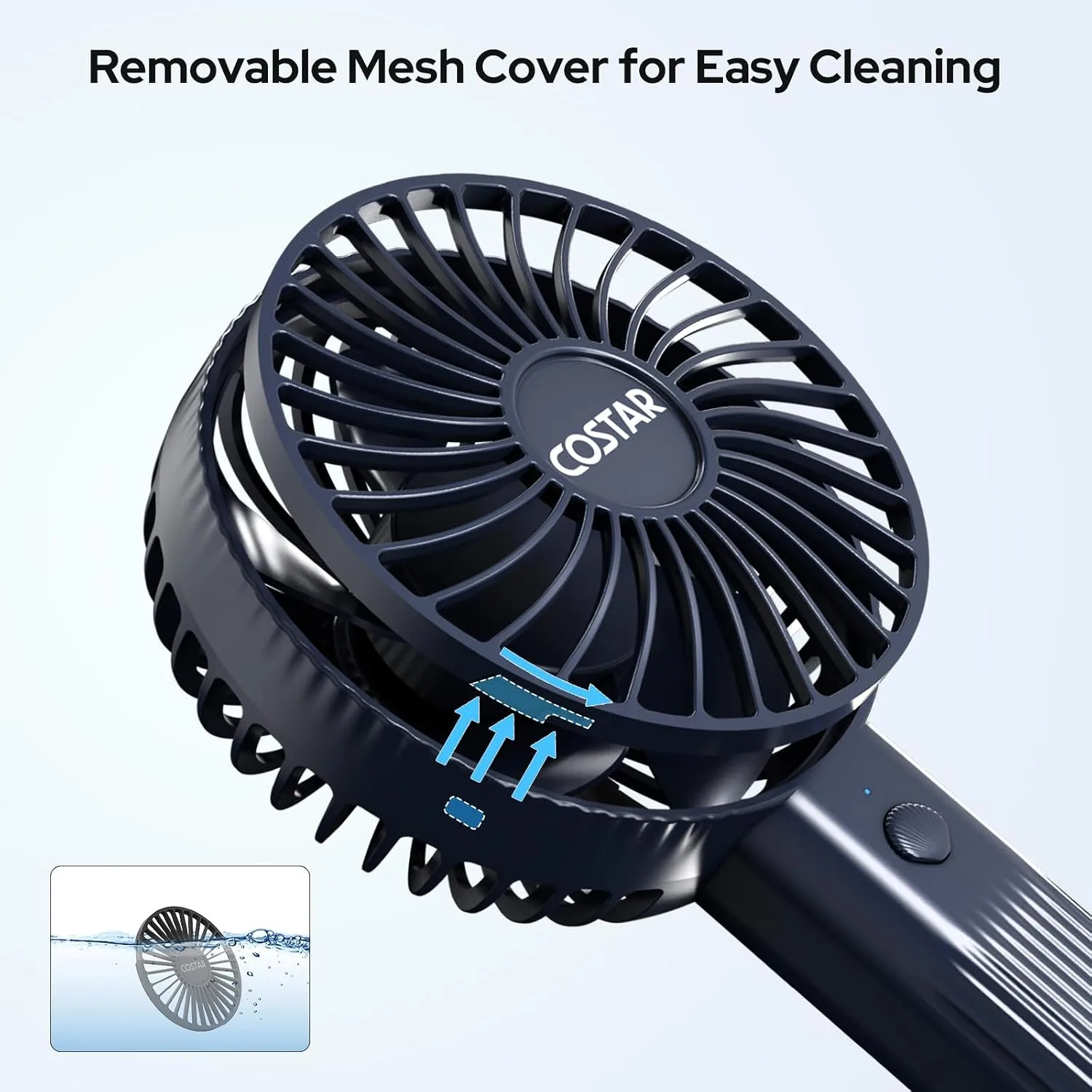 In-Depth Review: best travel handheld fan - COSTAR Handheld Fan, Brushless Motor Portable Hand Fan with Base, 3 Speeds USB Fan, 1800mAh Battery Rechar 7 COSTAR Handheld Fan, Brush - view 6