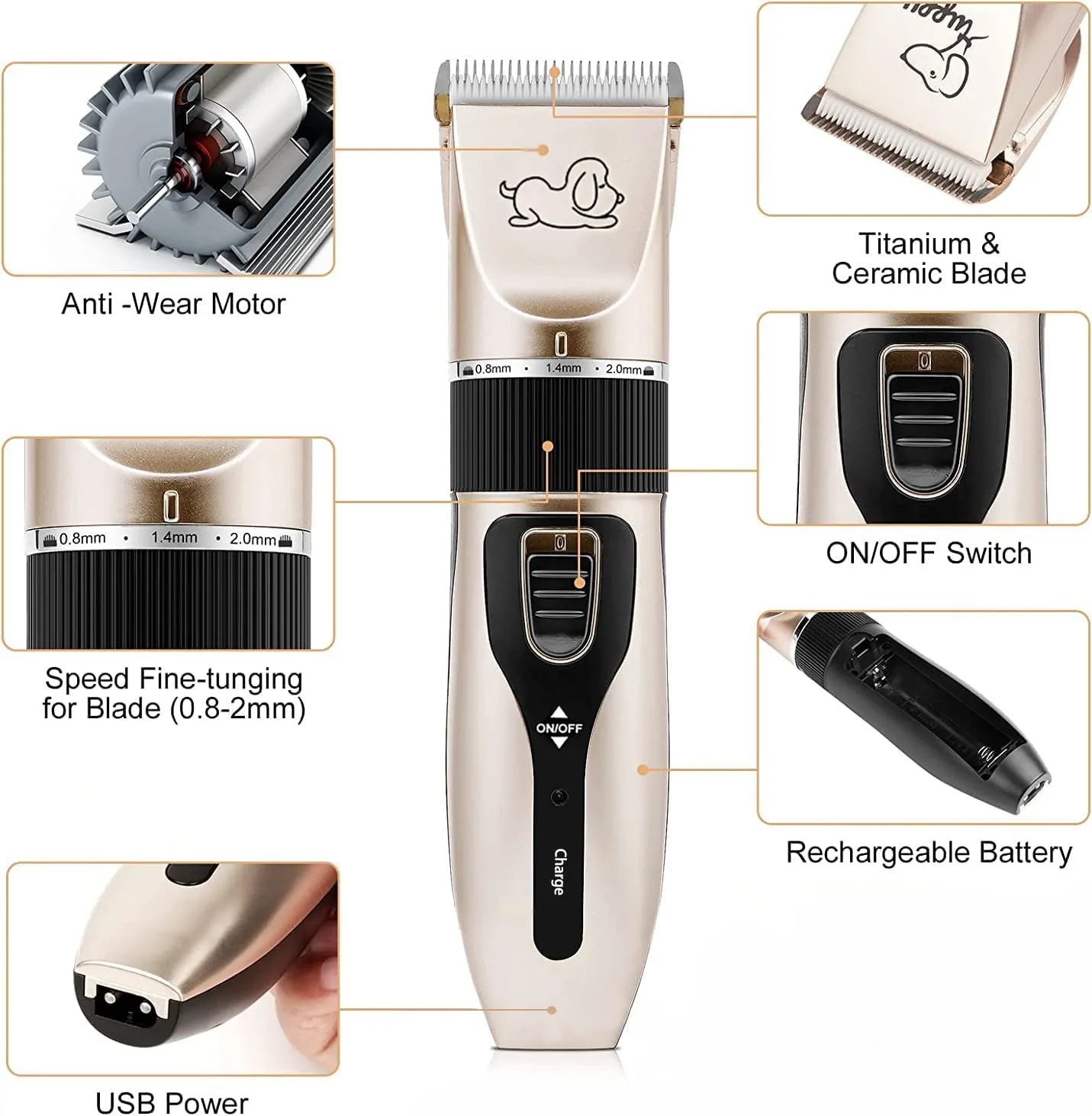 In-Depth Review: best pet grooming kit india - NEWKIBOU Electric Clipper for Dogs and Cats, 4-in-1 Pet Grooming Kit with 4 Combs (3-6-9-12mm), Low Noi 3 NEWKIBOU Electric Clipper fo - view 2