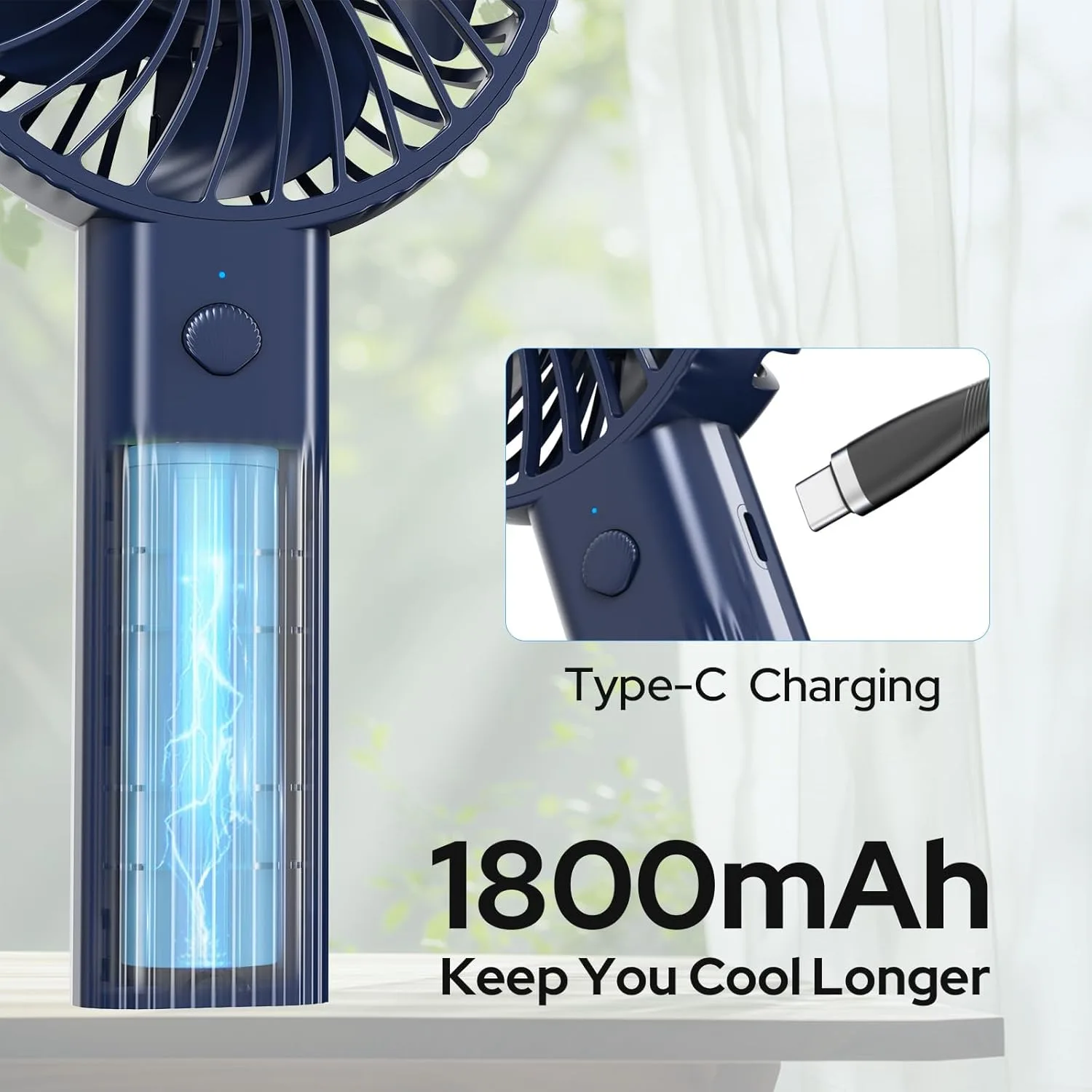 In-Depth Review: best travel handheld fan - COSTAR Handheld Fan, Brushless Motor Portable Hand Fan with Base, 3 Speeds USB Fan, 1800mAh Battery Rechar 3 COSTAR Handheld Fan, Brush - view 2