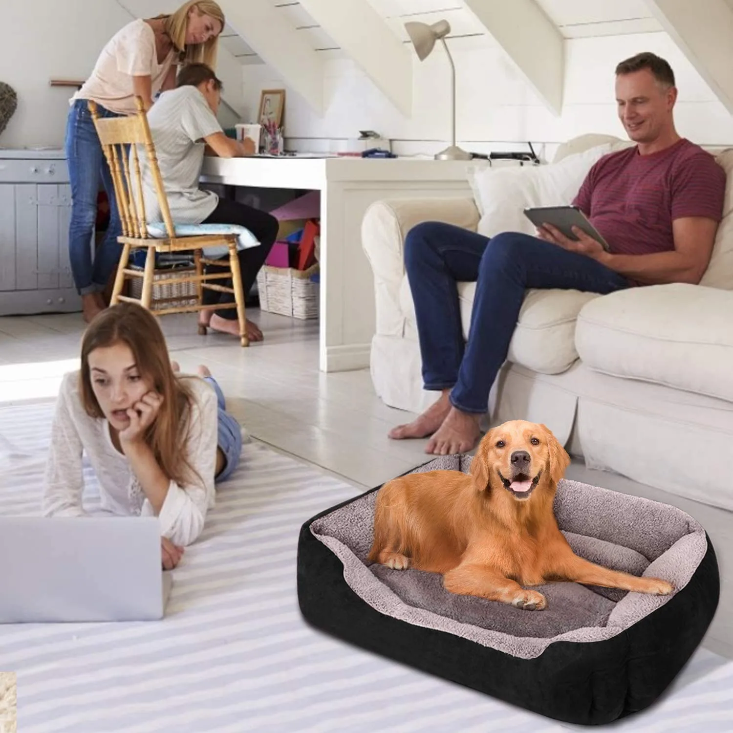 In-Depth Review: best dog bed washable - KOZI PET Dog Beds for Dog & Cats, Rectangle Pet Bed Thickened Enough with Soft Coral Fleece and,Durable 4 KOZI PET Dog Beds for Do - view 3