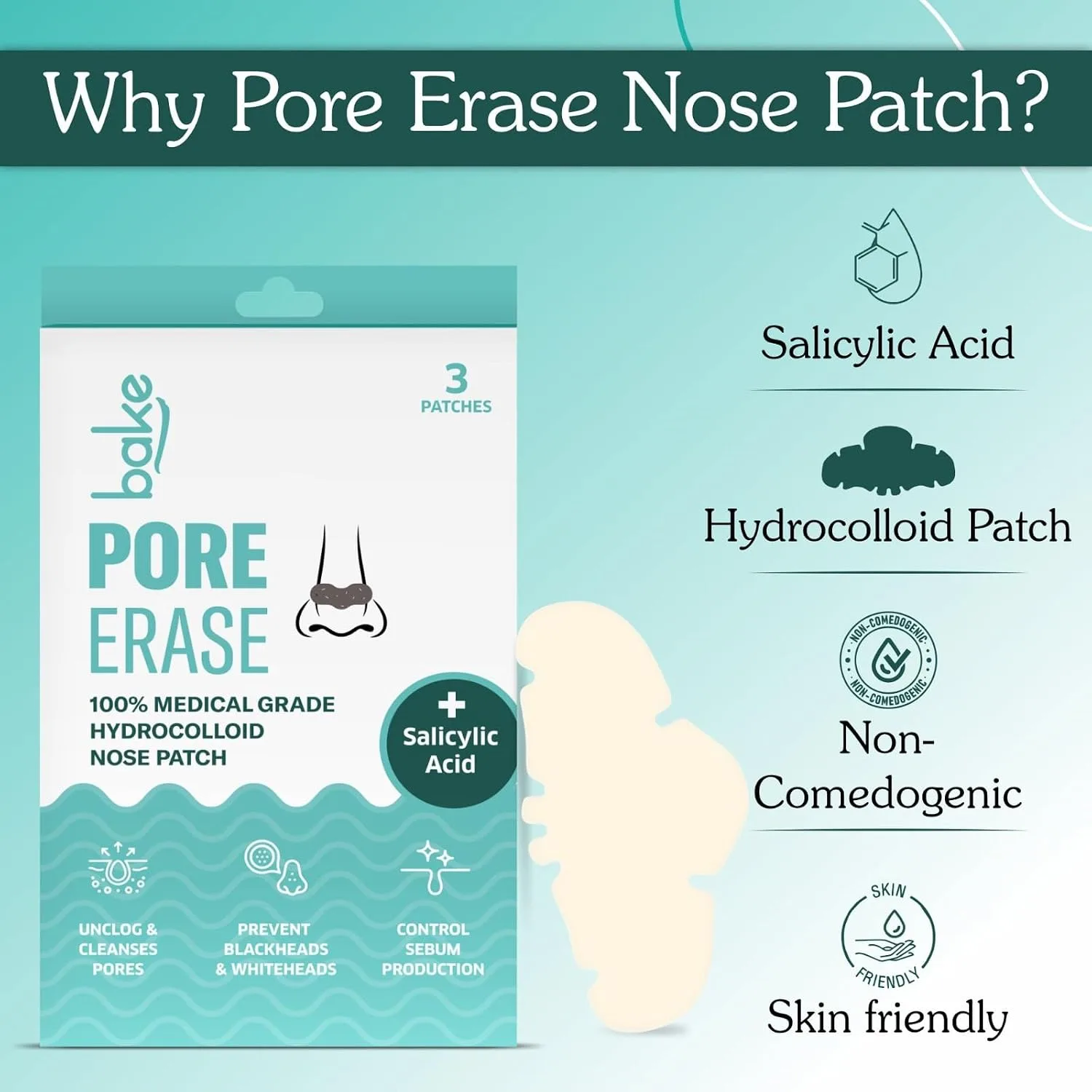 In-Depth Review: best blackhead remover tool - BAKE 2% Salicylic Acid Nose Strips for Blackheads Removal, Whiteheads & Pore Cleansing | Hydrocolloid N 10 BAKE 2% Salicylic Acid N - view 9