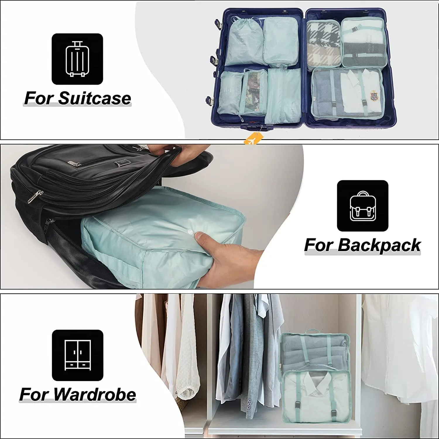 In-Depth Review: best travel organizer pouches - TS WITH TECHSUN Travel Organizer 7 in 1 Travel Laundry Cosmetics Luggage Packing Organizers Set Makeu 9 TS WITH TECHSUN Travel - view 8
