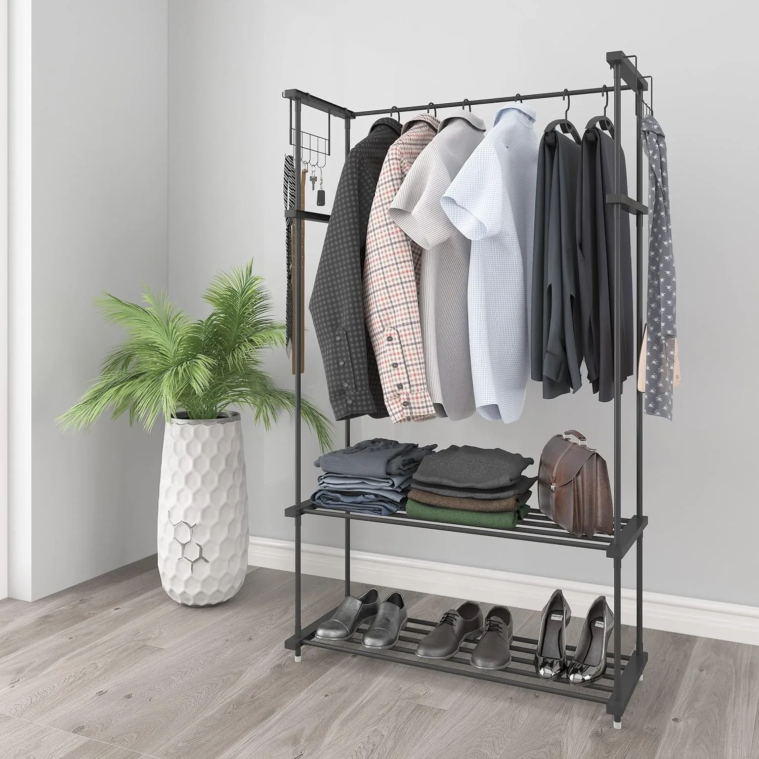 In-Depth Review: best coat rack stand - LEOPAX 2-In-1 Metal Garment Rack With Clothes Hanger, 2 Tier Wire Coat Storage Organizers Laundry Holders With 1 best coat rack stand