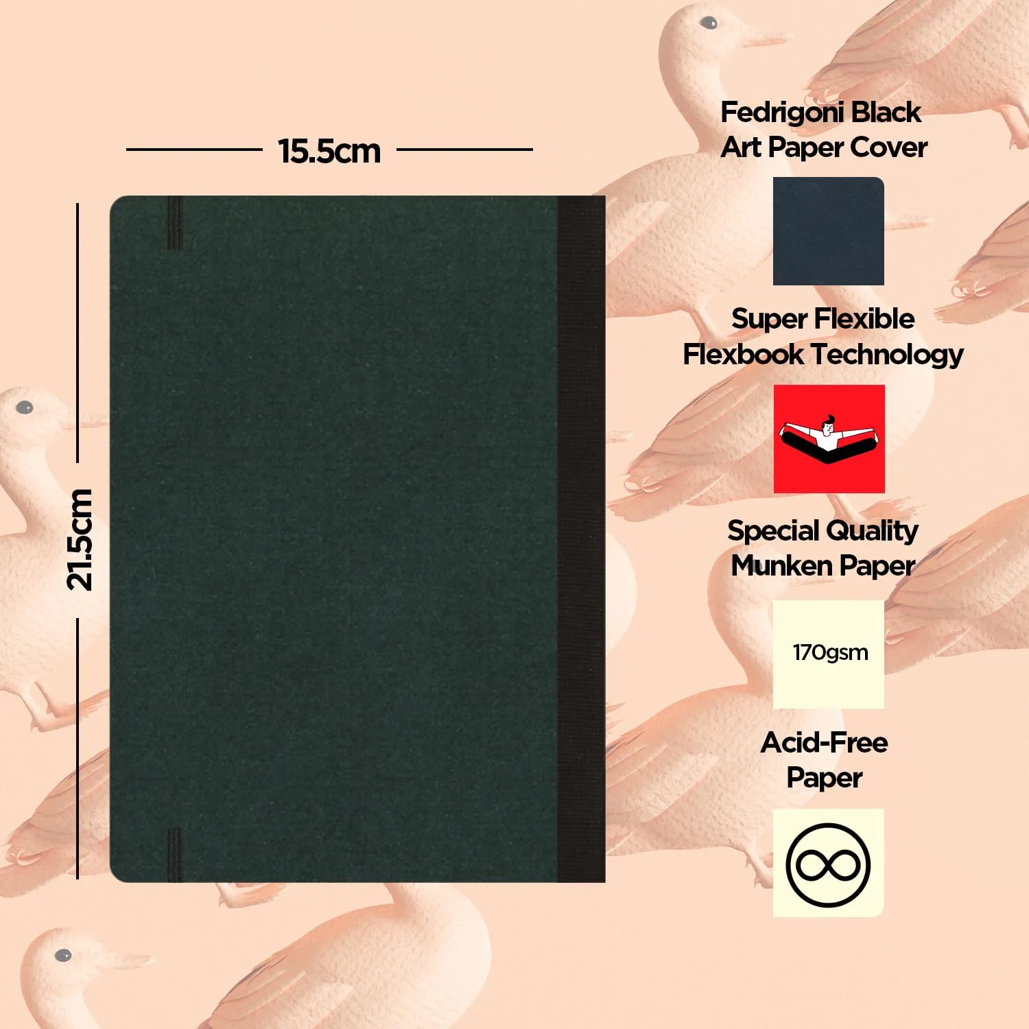 In-Depth Review: best sketch book - flexbook A5 Size Black Sketchbook 170gsm Special Quality Munken 96 Pages | 100% Flexible Lay Flat Premium High Qua 4 flexbook A5 Size Black Sketc - view 3