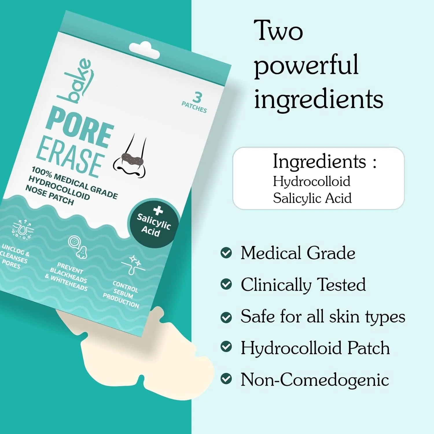 In-Depth Review: best blackhead remover tool - BAKE 2% Salicylic Acid Nose Strips for Blackheads Removal, Whiteheads & Pore Cleansing | Hydrocolloid N 8 BAKE 2% Salicylic Acid N - view 7