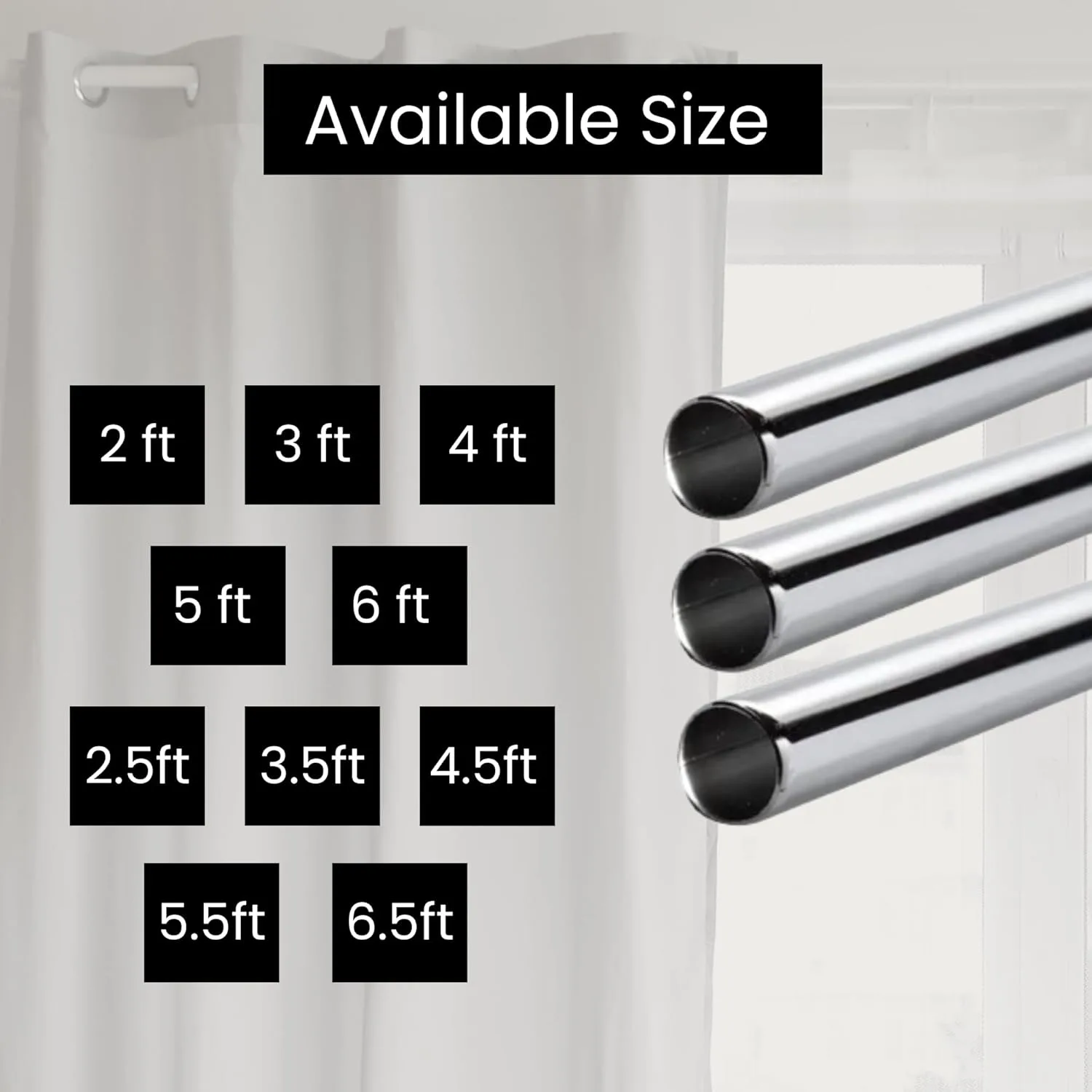 In-Depth Review: best curtain rods decorative - Stainless Steel Curtain Rod | Silver & Chrome Finish | Anti-Rust | Sturdy & Durable | Multip 7 Stainless Steel Curtain Rod | - view 6