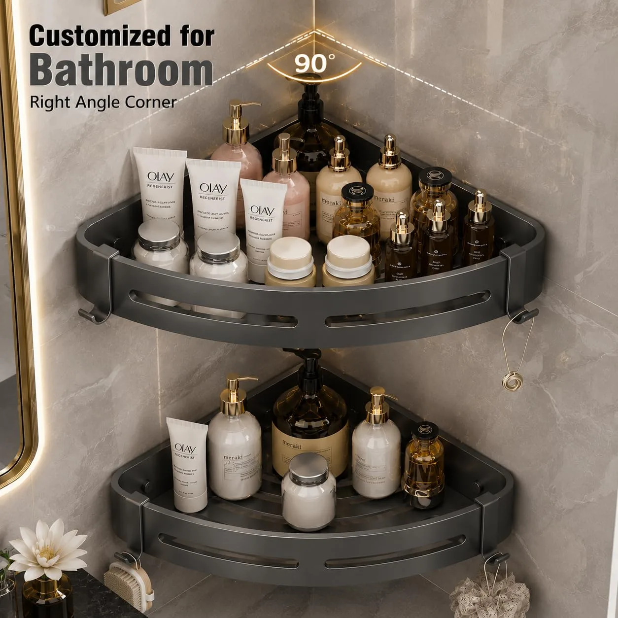 In-Depth Review: best wall mounted shelf - Hallstatt Pack of 2, Self Adhesive Aluminum Corner Bathroom Shelf for Wall Shelf Organizer Bathrooms Shelve 7 Hallstatt Pack of 2, Self Adh - view 6