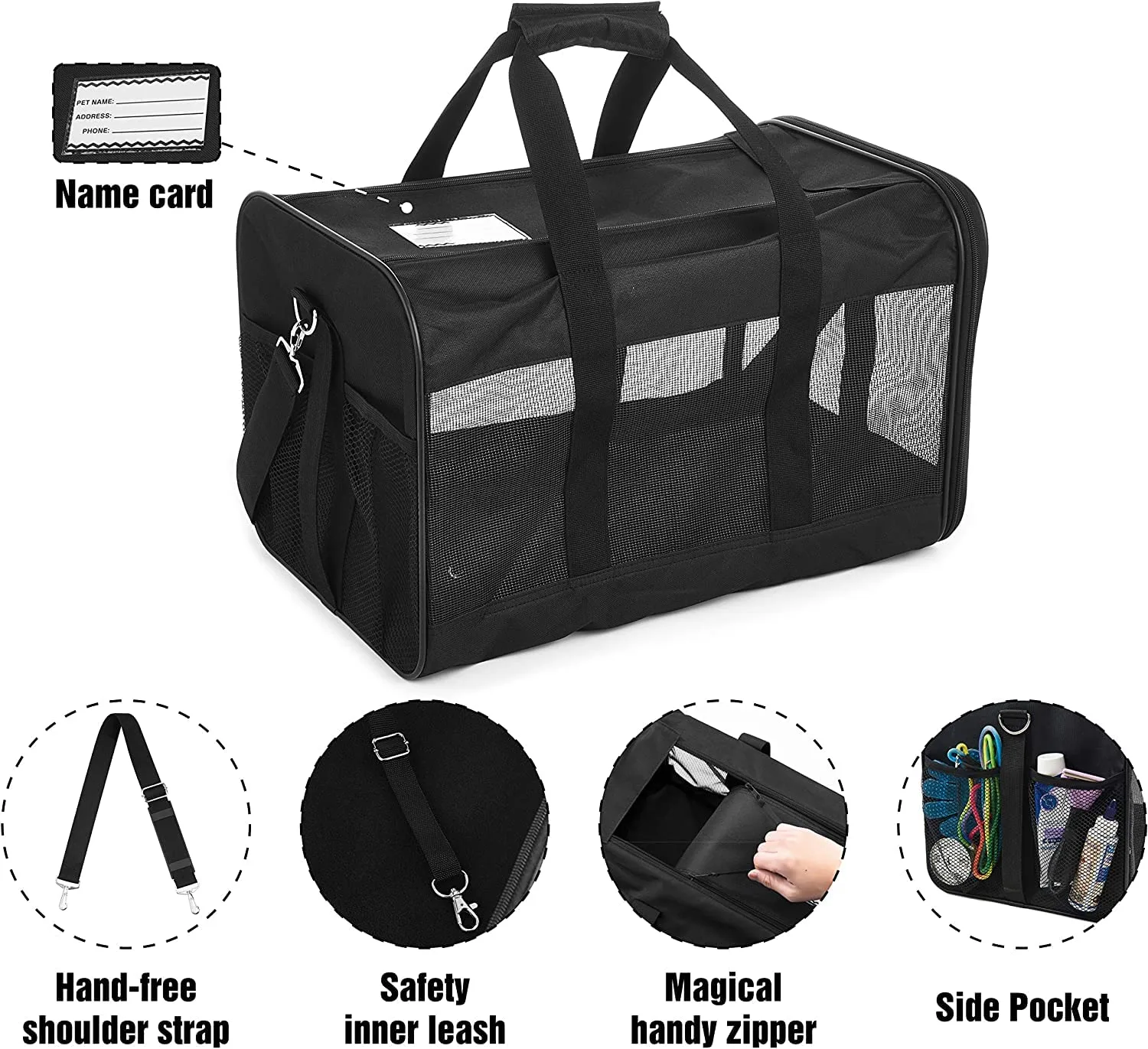 In-Depth Review: best pet carrier for travel - KIKA Pets SPRINGFRAME Carrier Dog Carrier Soft Sided Pet Travel Carrier for Cats, Small Dogs, Kittens o 6 KIKA Pets SPRINGFRAME Ca - view 5