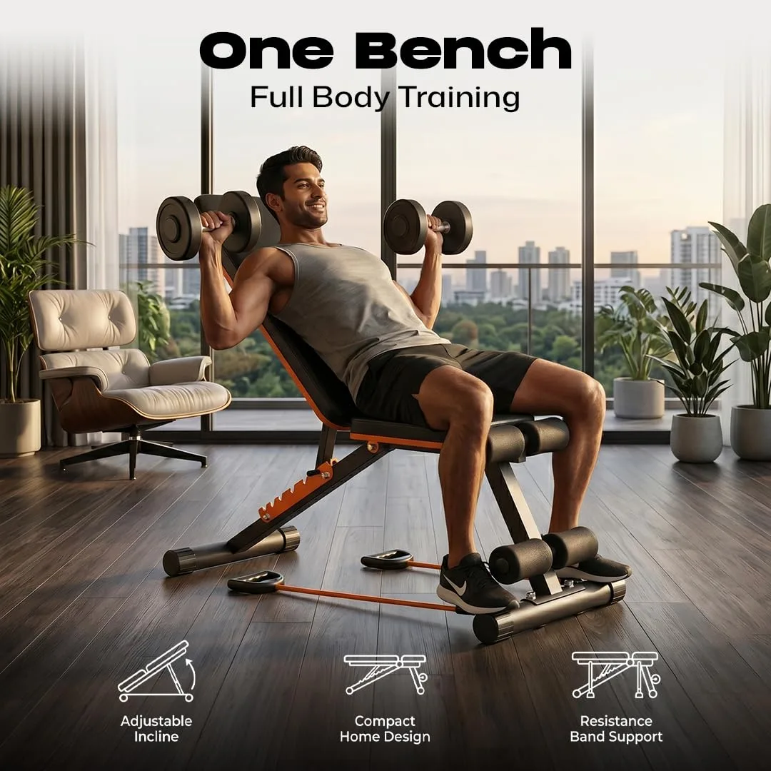 In-Depth Review: best gym bench foldable - Flexnest Commercial Grade Adjustable And Foldable Gym Bench Incline,Decline & Flat 250 Kg Capacity Fit 5 best gym bench foldable view 3