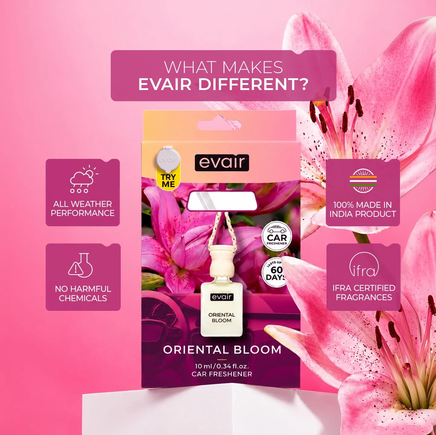 In-Depth Review: best car perfume diffuser - Evair ORIENTAL BLOOM Luxury Car Air Freshener | Exotic Essential Oil Hanging Car Perfume | Long Lasting C 3 Evair ORIENTAL BLOOM Luxu - view 2