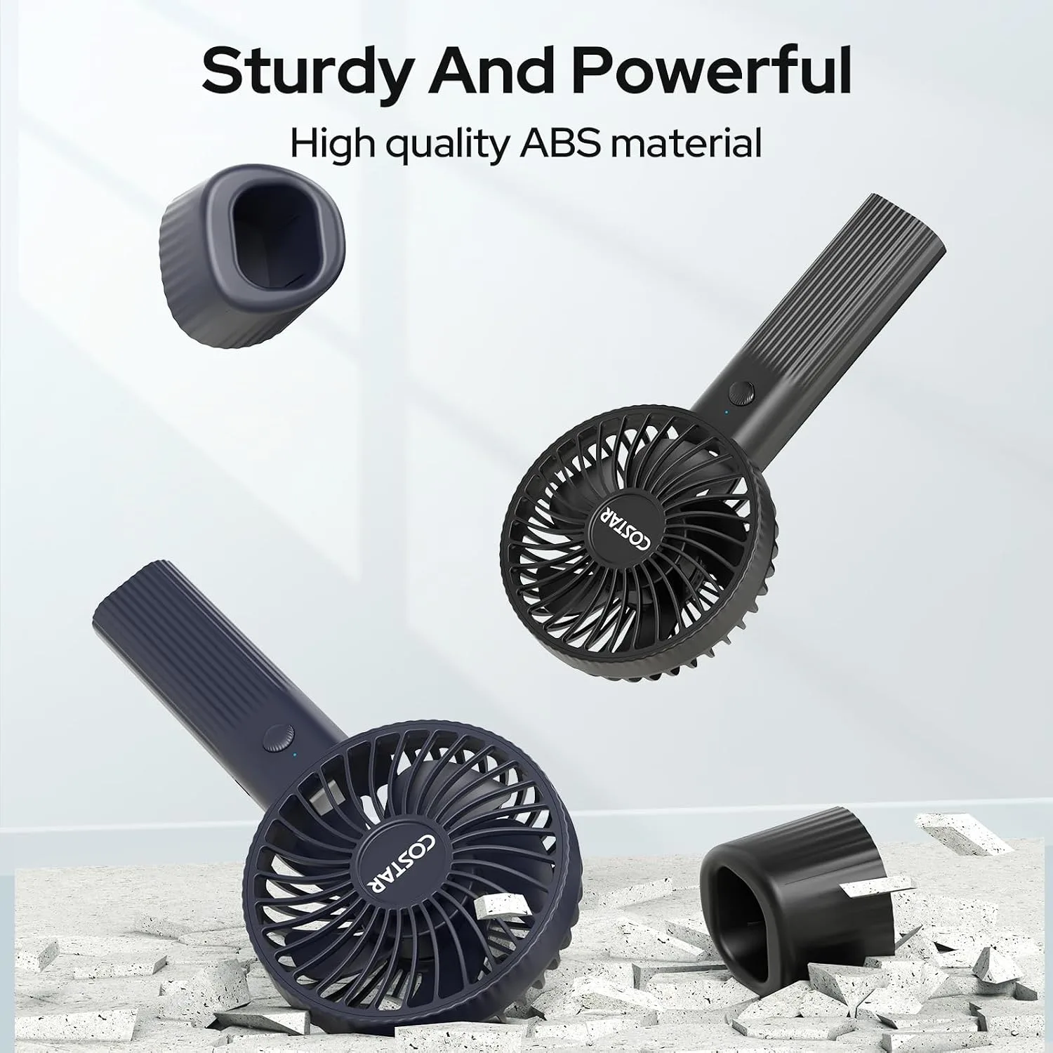 In-Depth Review: best travel handheld fan - COSTAR Handheld Fan, Brushless Motor Portable Hand Fan with Base, 3 Speeds USB Fan, 1800mAh Battery Rechar 4 COSTAR Handheld Fan, Brush - view 3