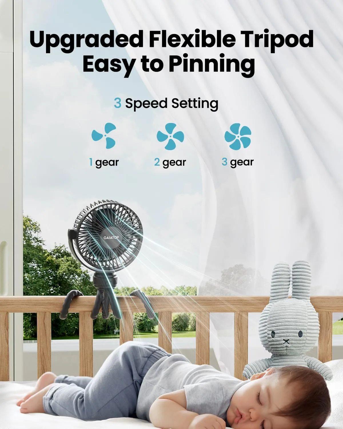 In-Depth Review: best baby stroller fan - Gaiatop Mini Portable Stroller Fan, 3 Speed Battery Operated Small Clip on Fan, Detachable Rotate Flexible T 4 Gaiatop Mini Portable Strol - view 3
