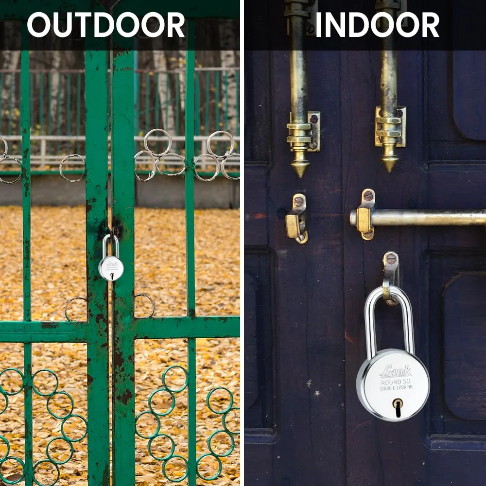 In-Depth Review: best bike u lock - Link Locks| Round 50MM Long Shackle Padlock with 3 Keys | Lock for Main Door, Gate, Shops, Office| Silver Finish | 5 Link Locks| Round 50MM L - view 4