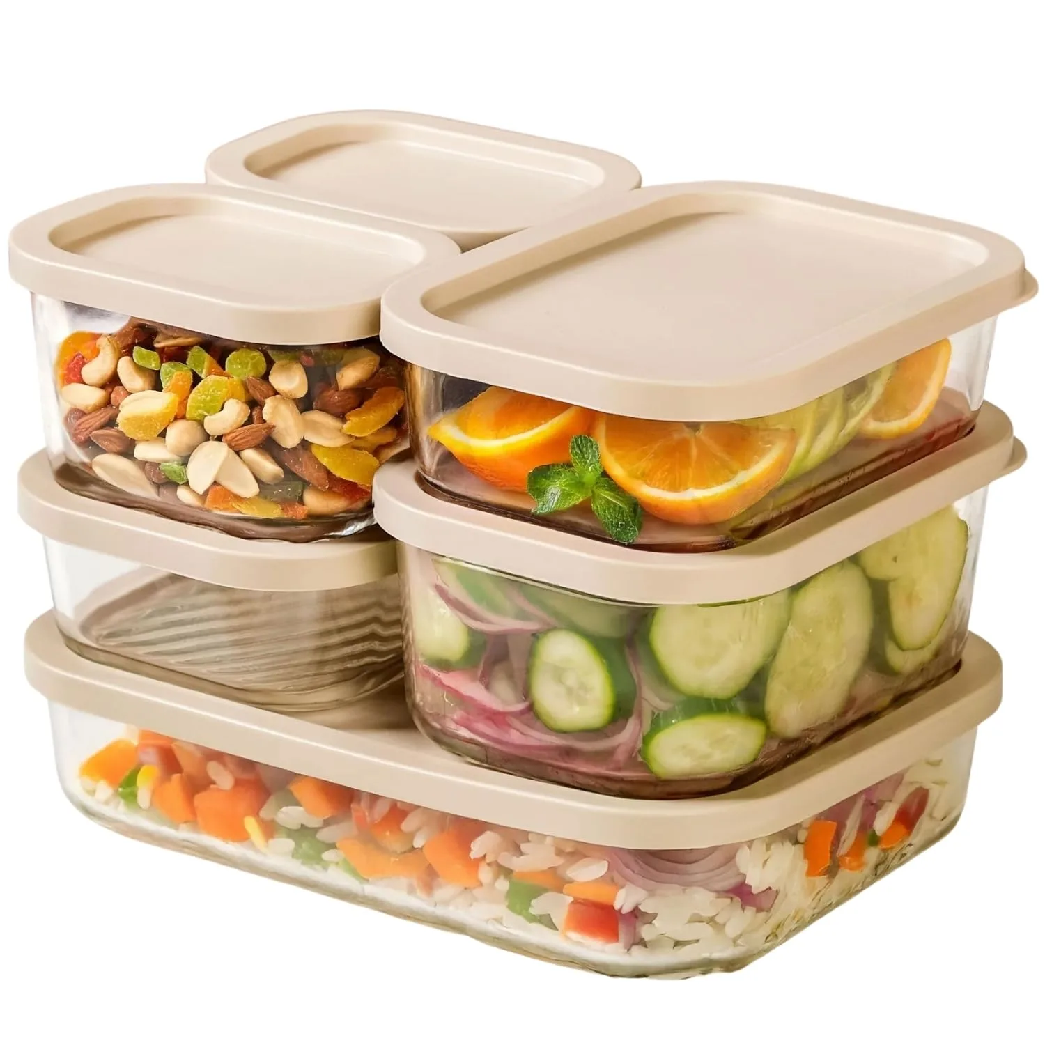 In-Depth Review: best pantry storage containers - Nestasia Groovo Glass Containers for Fridge Storage Set of 6 (S-310ml x 2, M-520ml x 2, L-750ml, XL- 1 best pantry storage containers