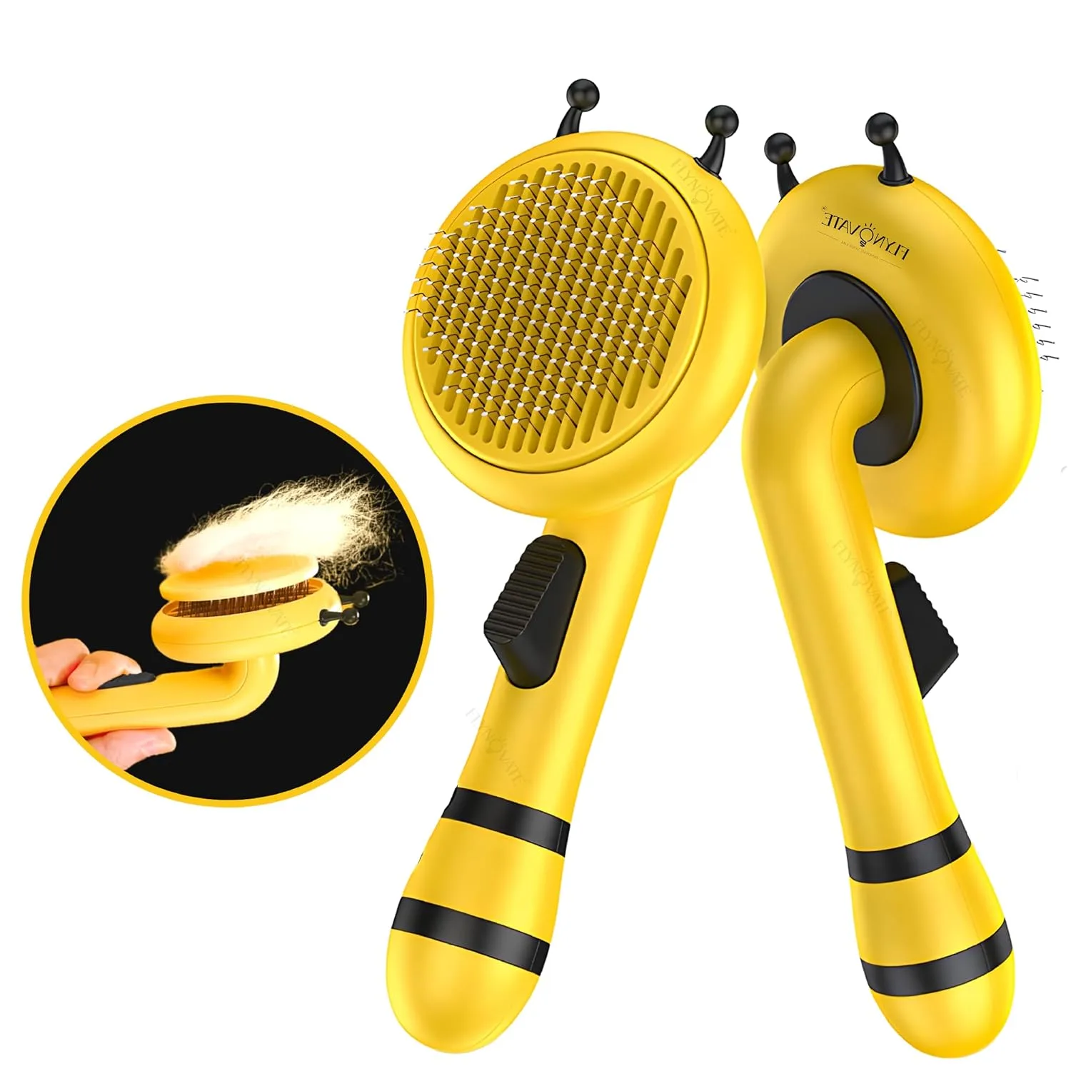 In-Depth Review: best dog brush slicker - Flynovate Honey Bee Dog Comb & Cat Comb – Pet Hair Remover Grooming Brush with Switch & PAIN 1 best dog brush slicker