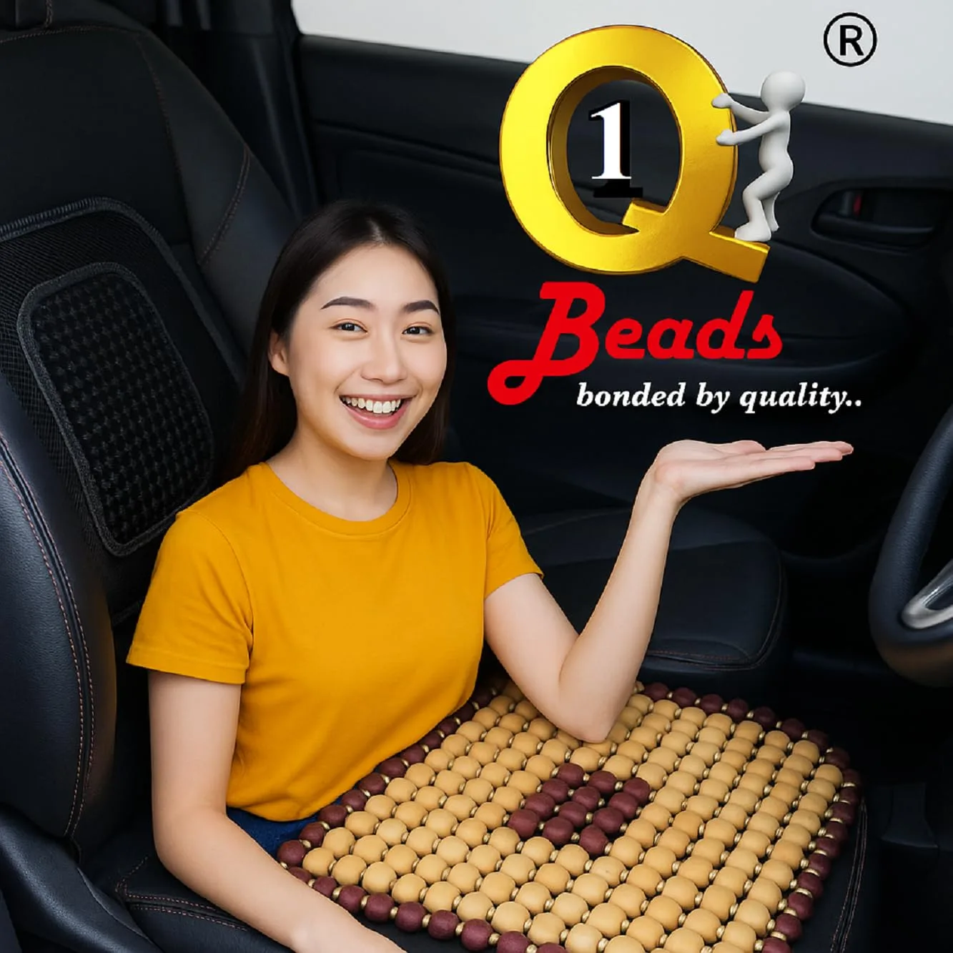 In-Depth Review: best car seat cover - Q1 Beads SBeige Wooden Beads Acupressure Mat Car Accessories Beads Seat Cover for Driver/heating pad/gel pad co 3 Q1 Beads SBeige Wooden - view 2