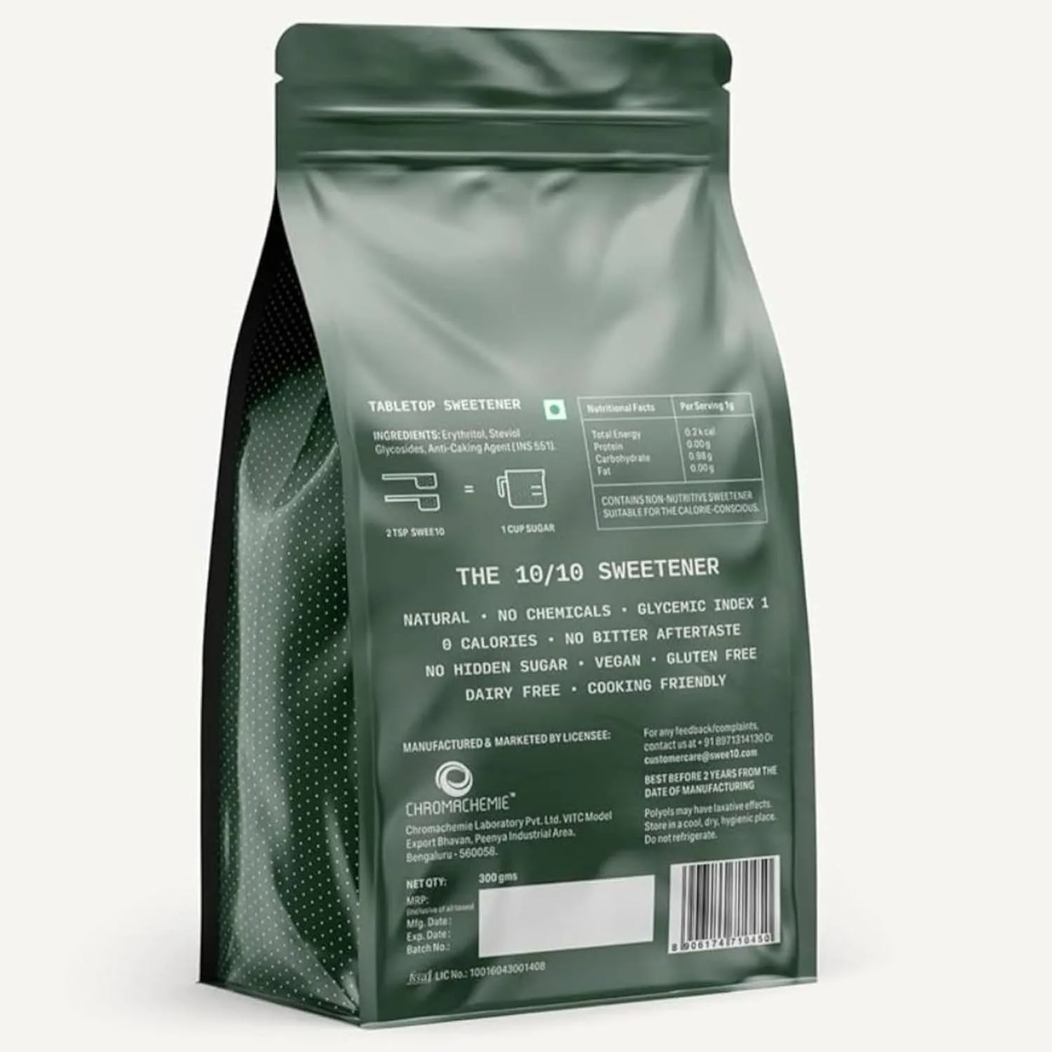 In-Depth Review: best sugar free sweetener - Swee10 Natural Stevia Sweetener Pouch 300g | Sugar Free | Plant Based | Zero Calorie Sugar Substitute | N 4 Swee10 Natural Stevia Swee - view 3
