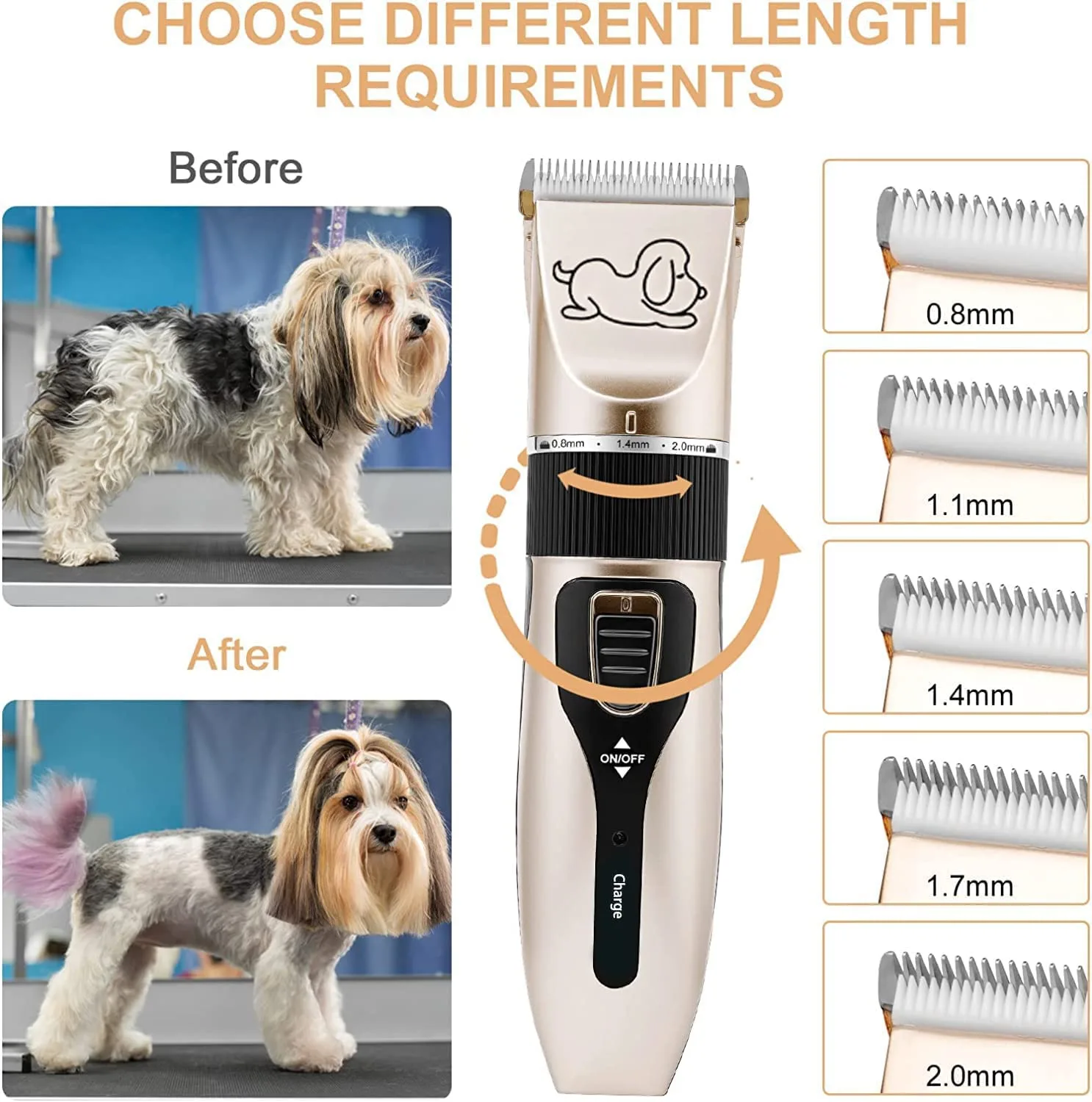 In-Depth Review: best pet grooming kit india - NEWKIBOU Electric Clipper for Dogs and Cats, 4-in-1 Pet Grooming Kit with 4 Combs (3-6-9-12mm), Low Noi 8 NEWKIBOU Electric Clipper fo - view 7