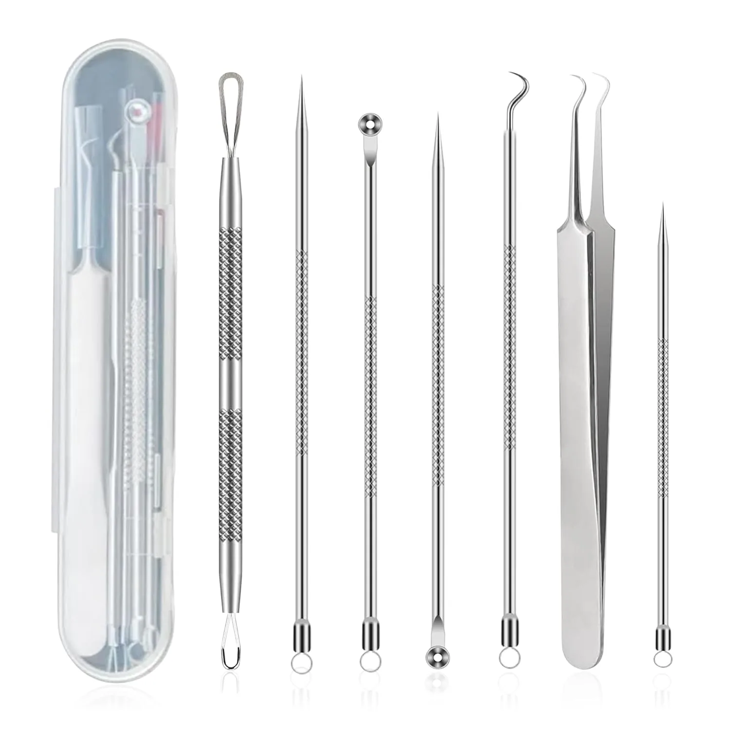 GLUN® Blackhead Remover & Acne Tool Kit, 7 Tool Kit, Clip Facial Comedone Needle Set, Stainless Steel Facial Pimple Tweezer, Blemish Extractor, Pore Cleanser Skin Treatment Kit | | best blackhead remover kit
