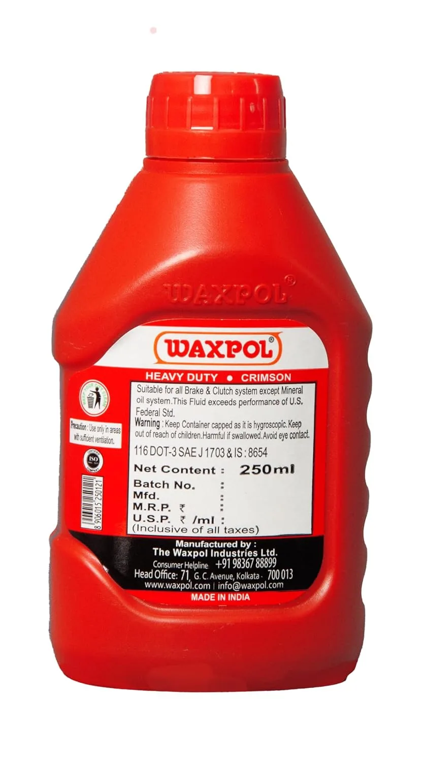In-Depth Review: best car brake fluid - Waxpol DOT 3 Brake & Clutch Fluid 250ML (For Disc & Drum Brake including ABS System,Hydraulic Clutch 5 Waxpol DOT 3 Brake & - view 4