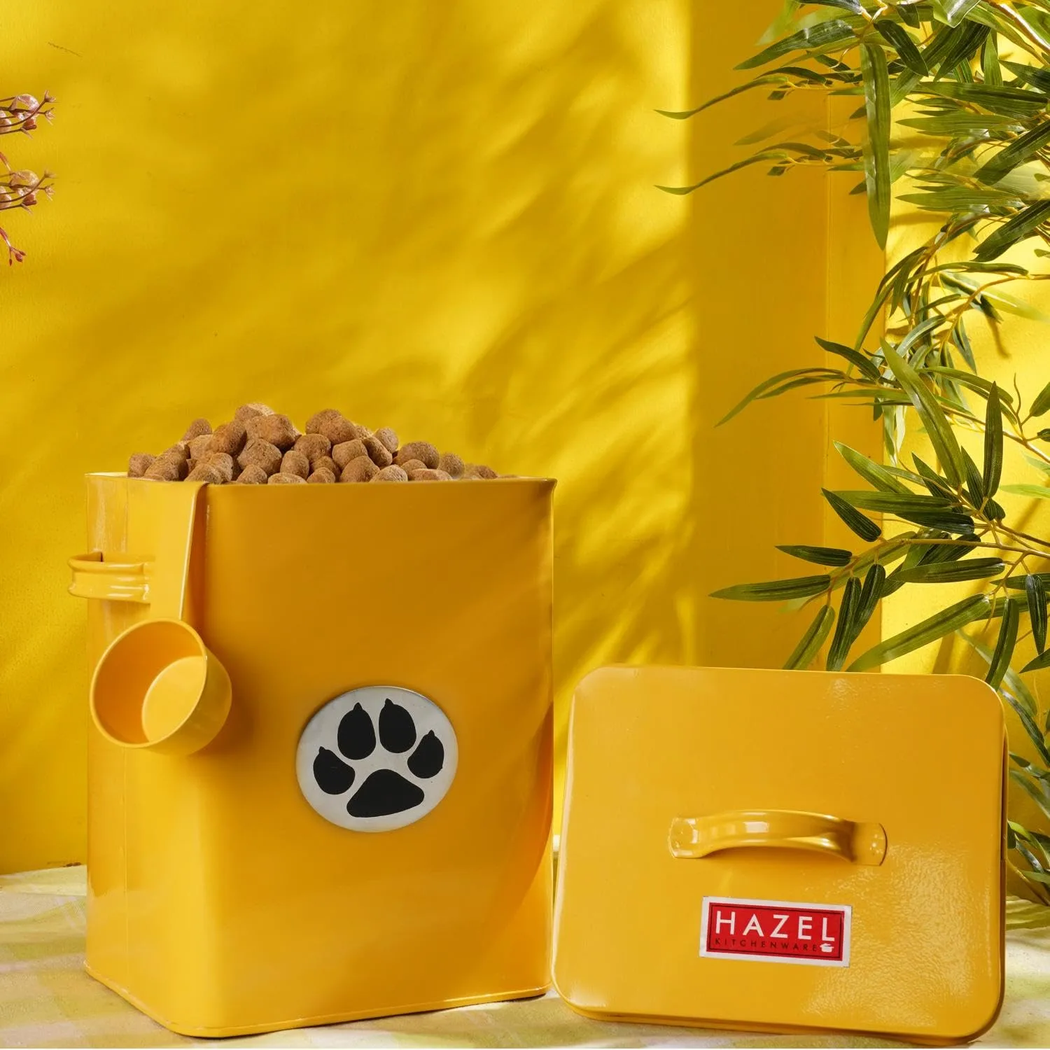 In-Depth Review: best pet food storage container - HAZEL Pet Food Container with Lid | Metal Multipurpose Containers for Dog food, Yellow, 6600 ML | | 3 HAZEL Pet Food Container - view 2