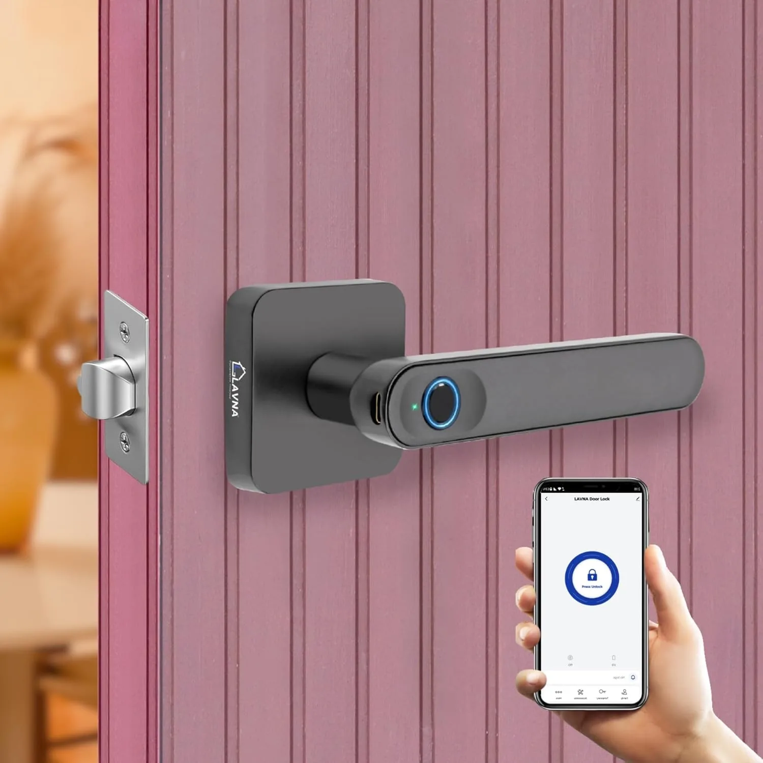 In-Depth Review: best smart door lock - LAVNA Smart Door Lock | 3 Way Unlock | Fingerprint, Mobile app, Key Access Suitable for 28 mm to 55mm Wooden D 2 best smart door lock