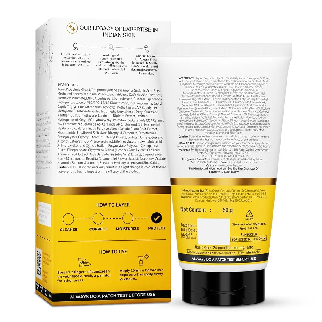 In-Depth Review: best sunscreen for indian skin - Dr. Sheth's Ceramide & Vitamin C Sunscreen SPF 50+ PA++++ | Broad Spectrum UVA/UVB Protection | In-V 9 Dr. Sheth's Ceramide & - view 8