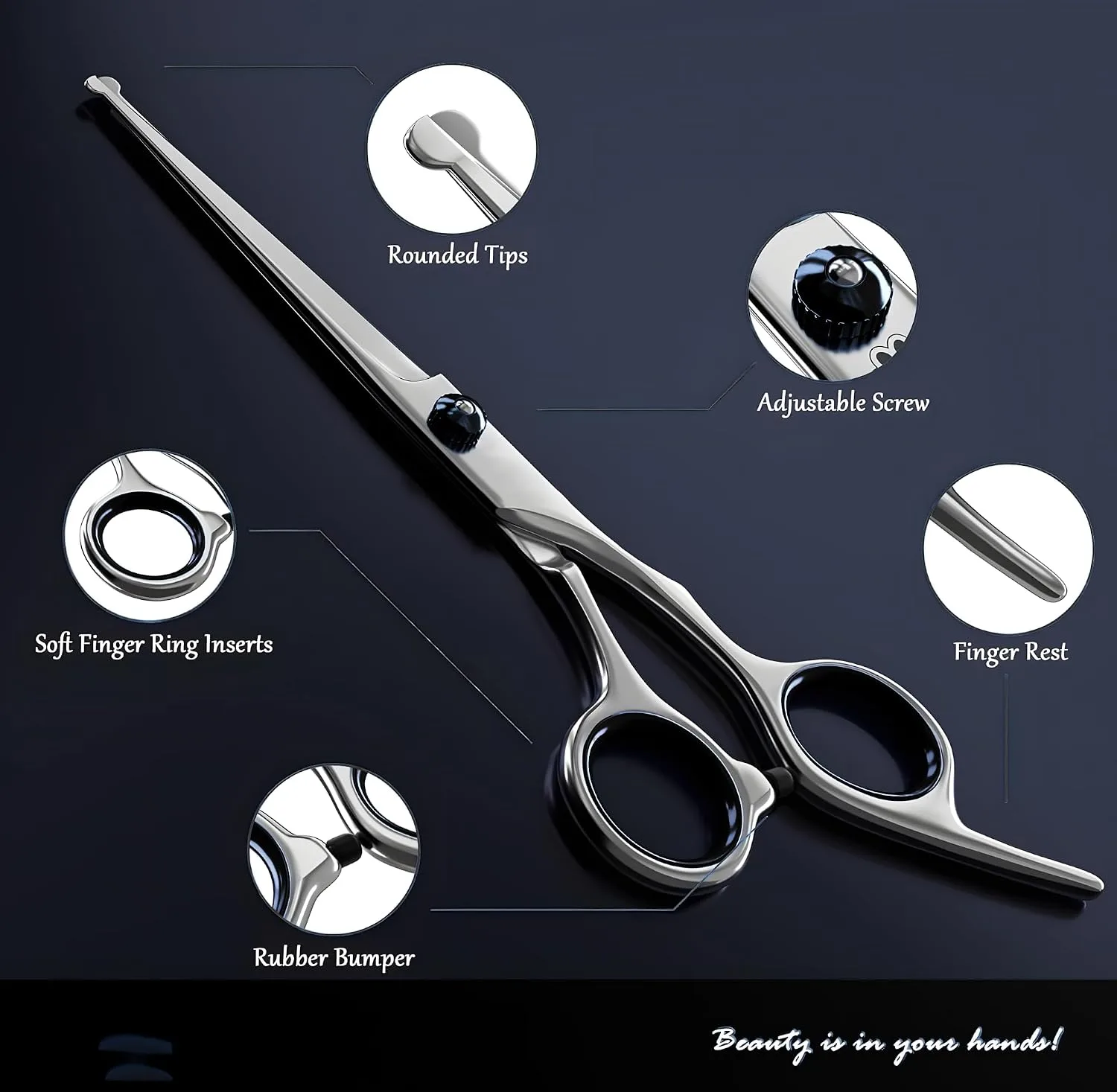 In-Depth Review: best pet grooming scissors - Upwards Curved Dog Grooming Scissors 6.69 inches Round Tips Pet Grooming Shears for Dog Cat on Face Paw 9 Upwards Curved Dog Grooming - view 8