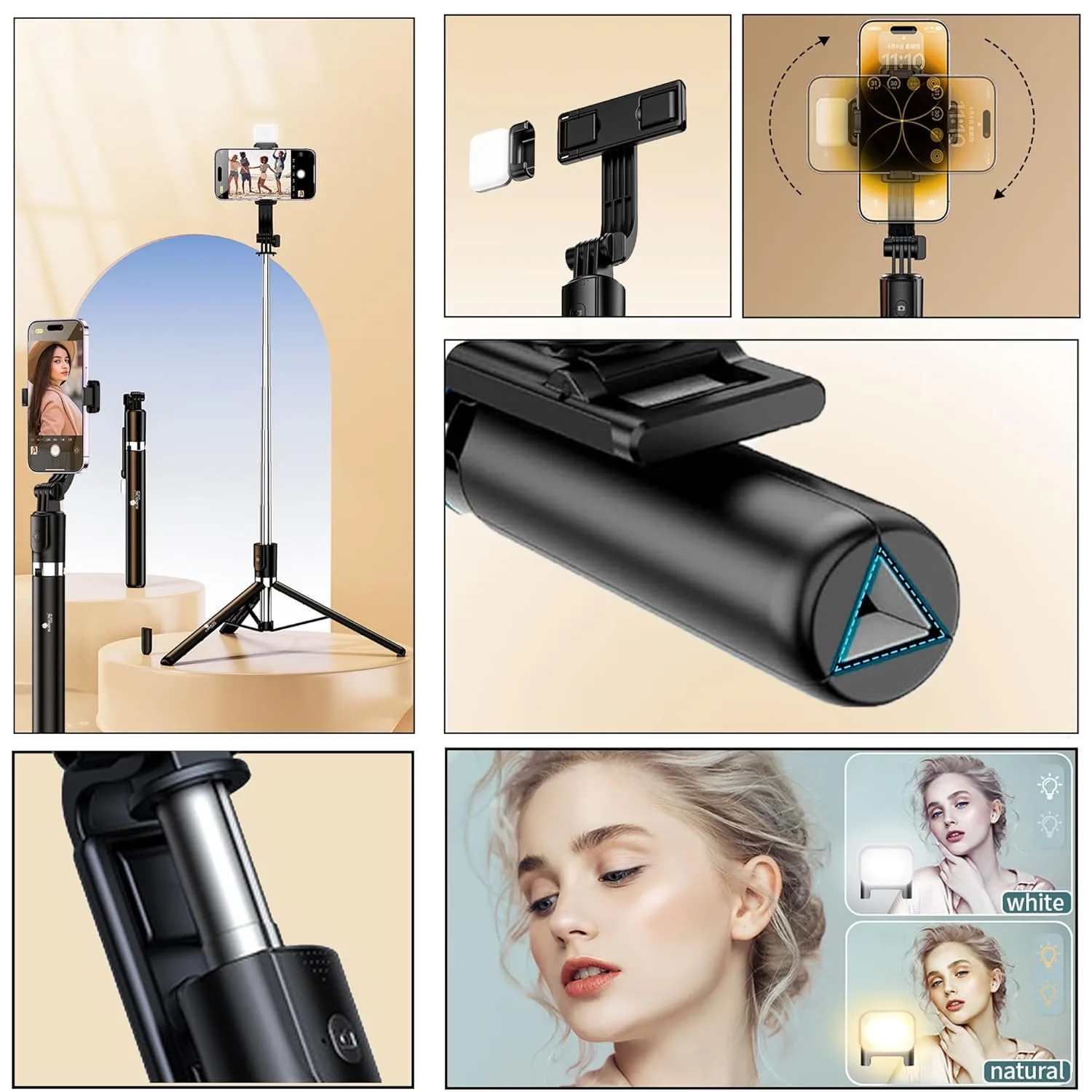 In-Depth Review: best travel selfie stick - Kratos K9 Selfie Stick Tripod With Light, 67 inch /170CM Reinforced Tripod for Mobile Phone, Multi-Functio 4 Kratos K9 Selfie Stick Tri - view 3