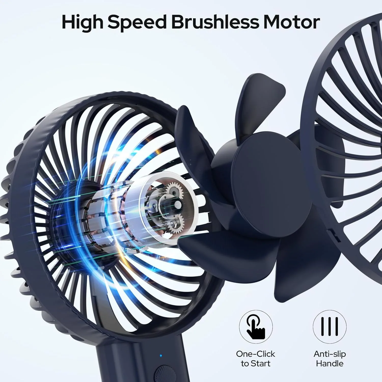 In-Depth Review: best travel handheld fan - COSTAR Handheld Fan, Brushless Motor Portable Hand Fan with Base, 3 Speeds USB Fan, 1800mAh Battery Rechar 6 COSTAR Handheld Fan, Brush - view 5