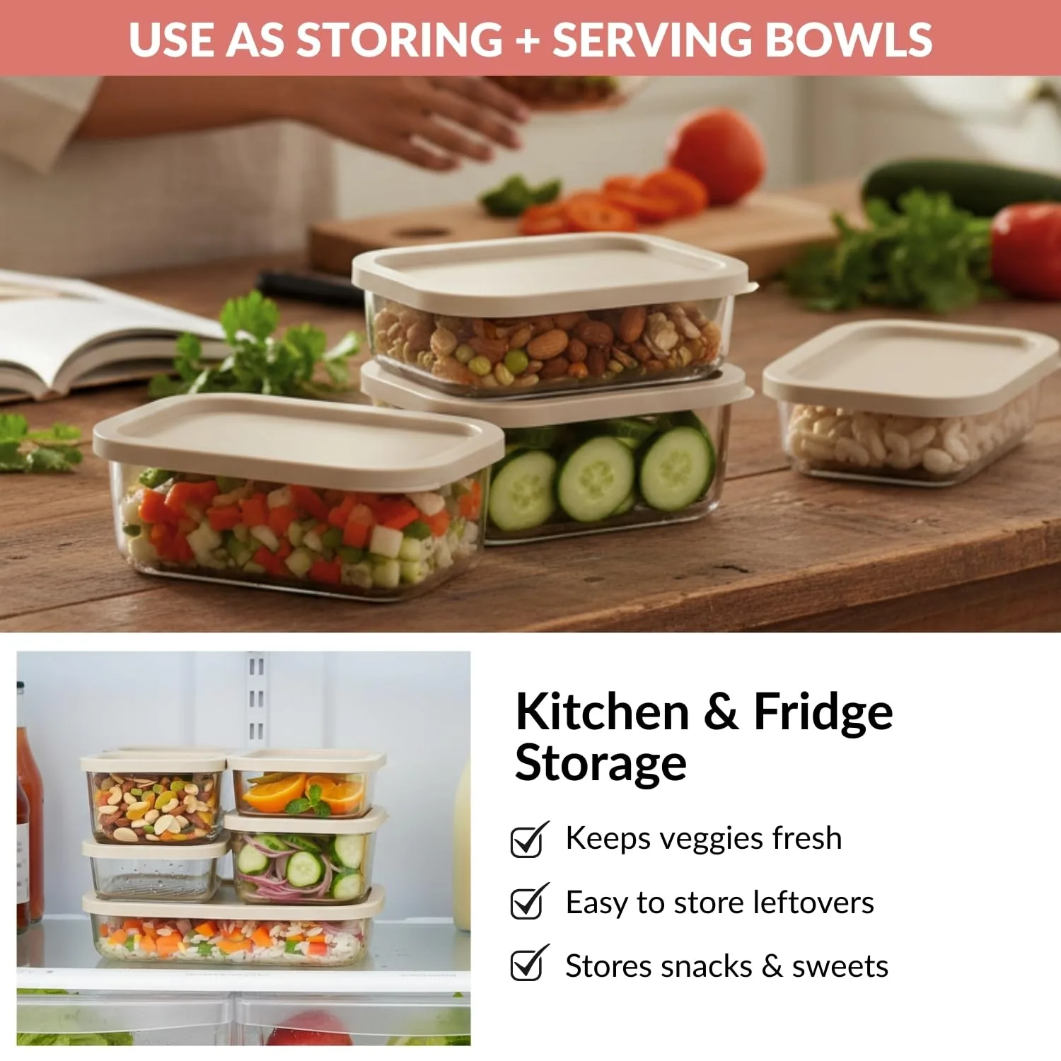In-Depth Review: best pantry storage containers - Nestasia Groovo Glass Containers for Fridge Storage Set of 6 (S-310ml x 2, M-520ml x 2, L-750ml, XL- 5 best pantry storage containers view 3