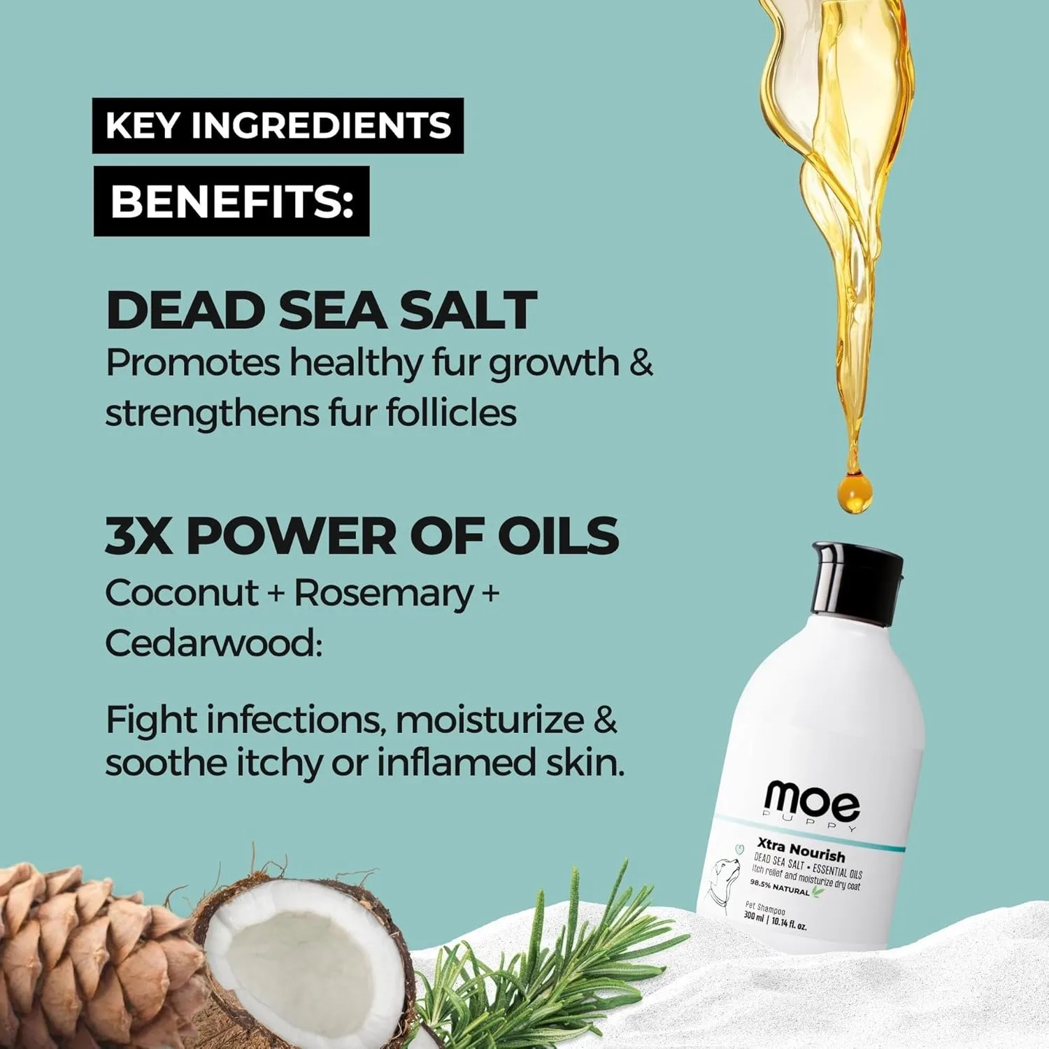 In-Depth Review: best dog shampoo medicated - Moe Puppy Xtra Nourish Medicated Dog & Cat | Anti-Itch Skin Relief | Herbal Dog Shampoo | Antifunga 5 Moe Puppy Xtra Nourish - view 4