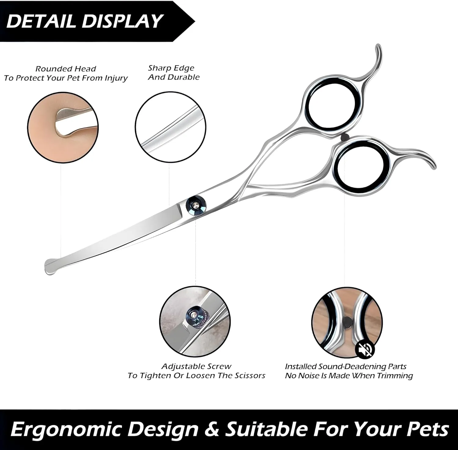 In-Depth Review: best pet grooming scissors - Upwards Curved Dog Grooming Scissors 6.69 inches Round Tips Pet Grooming Shears for Dog Cat on Face Paw 7 Upwards Curved Dog Grooming - view 6