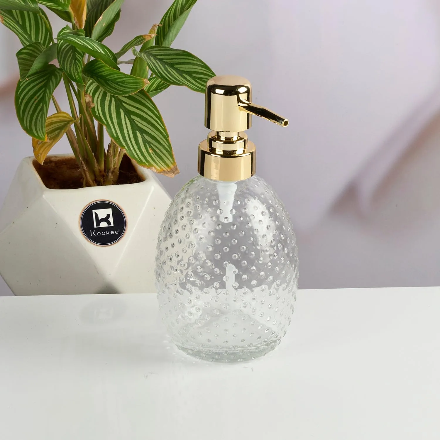 In-Depth Review: best soap dispenser - Kookee Glass Soap Dispenser with Refillable Pump Bottle | Bathroom & Kitchen Wash Basin | Hand Wash, Lotio 4 Kookee Glass Soap Dispense - view 3