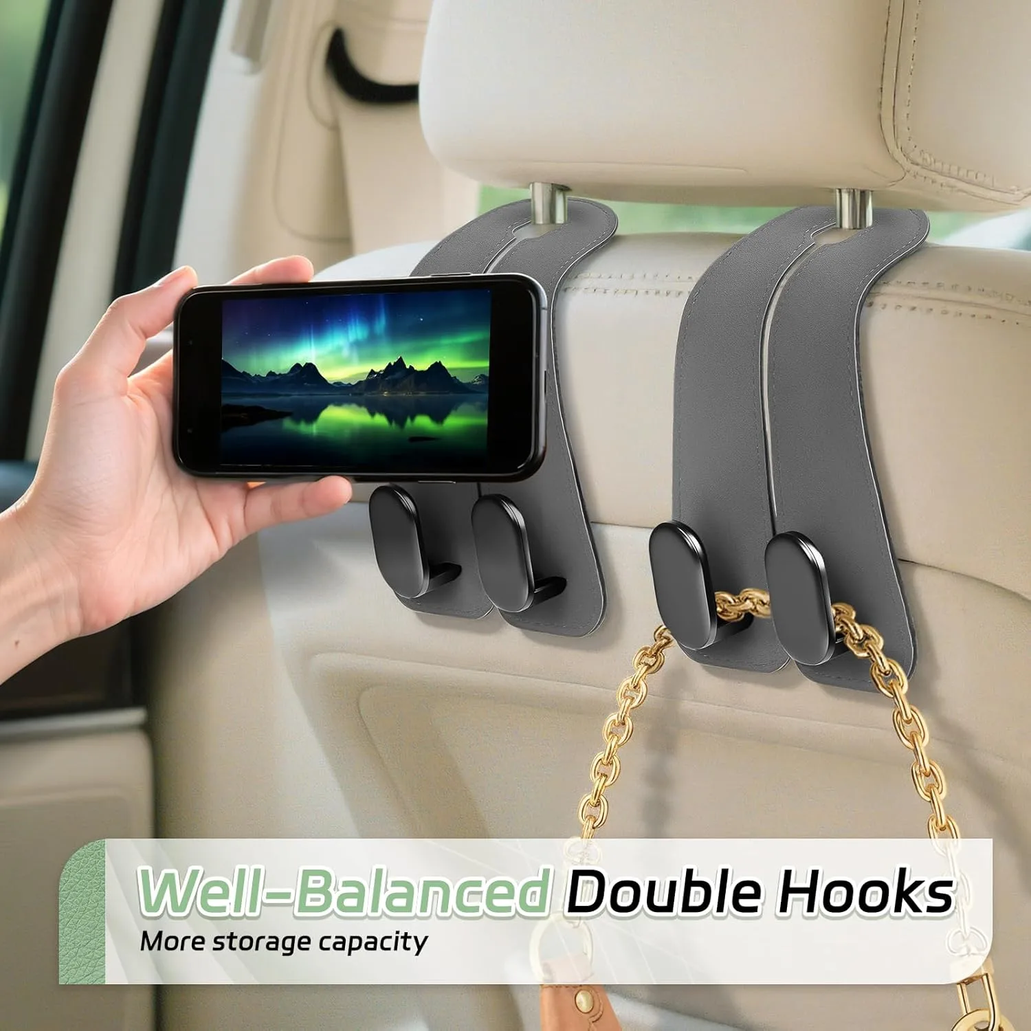 Car Seat Headrest Hooks - view 3
