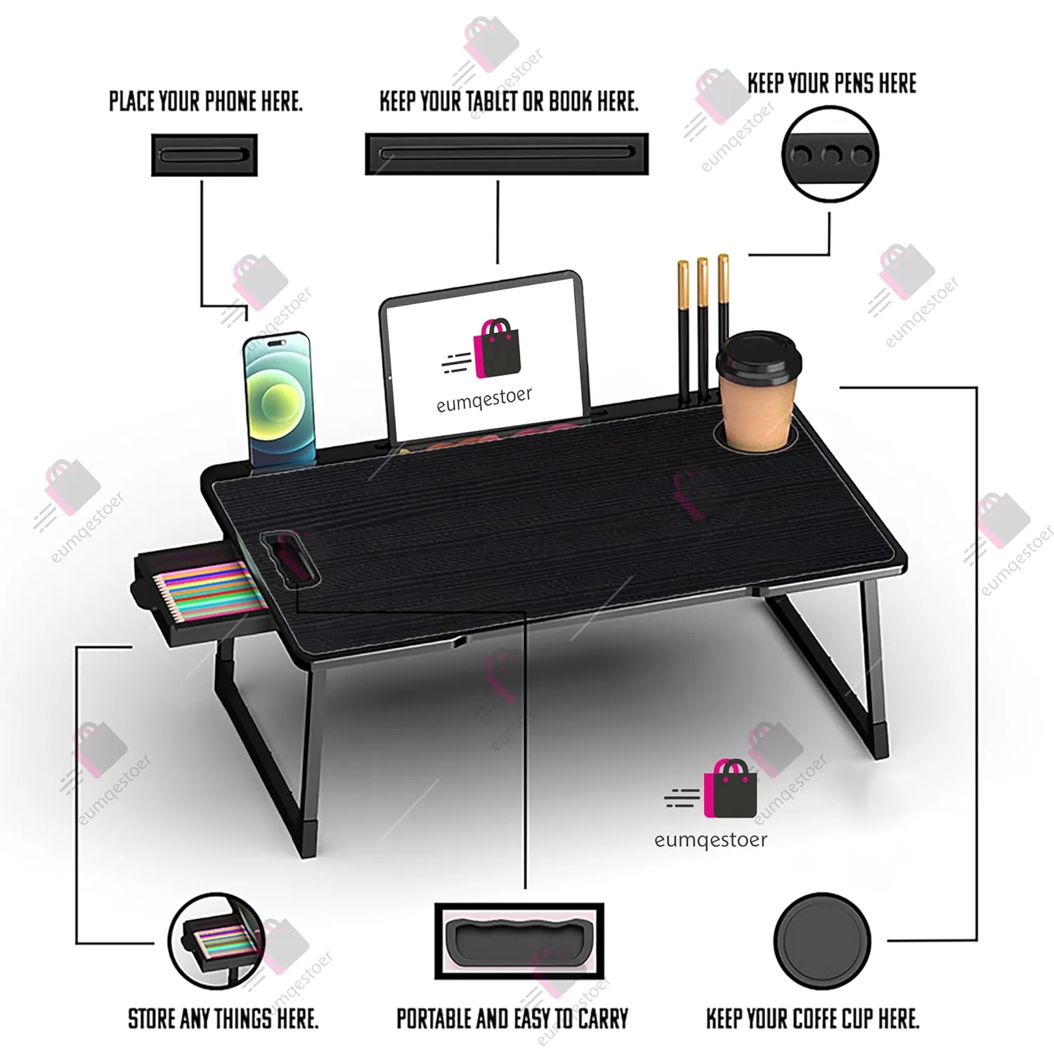 In-Depth Review: best folding table - eumqestoer Alloy Steel Office Table for Home/Writing Desk for Office/Folding Table for School/Folding Study Tabl 4 eumqestoer Alloy Steel Office - view 3