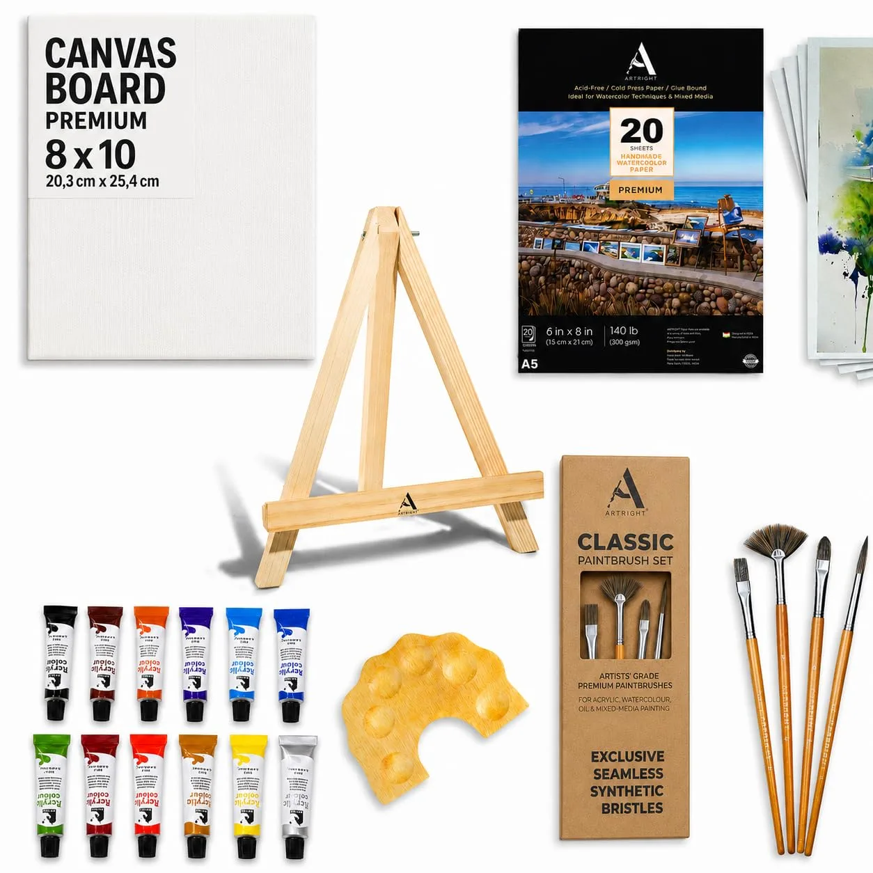 In-Depth Review: best watercolor paint set - ArtRight 39 Pcs Painting Kit for Beginners & Kids with 4 Paint Brushes – Mini Wooden Easel wit 2 best watercolor paint set