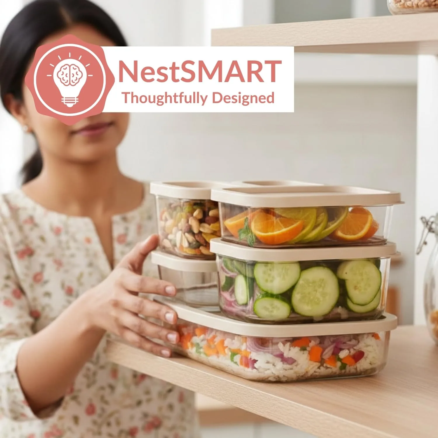 In-Depth Review: best pantry storage containers - Nestasia Groovo Glass Containers for Fridge Storage Set of 6 (S-310ml x 2, M-520ml x 2, L-750ml, XL- 4 best pantry storage containers view 2