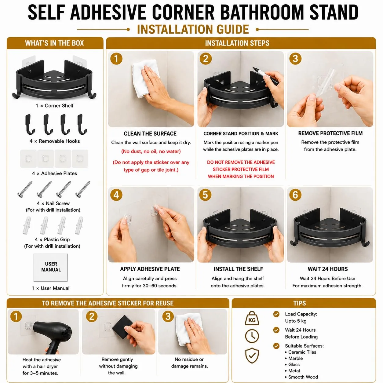 In-Depth Review: best wall mounted shelf - Hallstatt Pack of 2, Self Adhesive Aluminum Corner Bathroom Shelf for Wall Shelf Organizer Bathrooms Shelve 9 Hallstatt Pack of 2, Self Adh - view 8