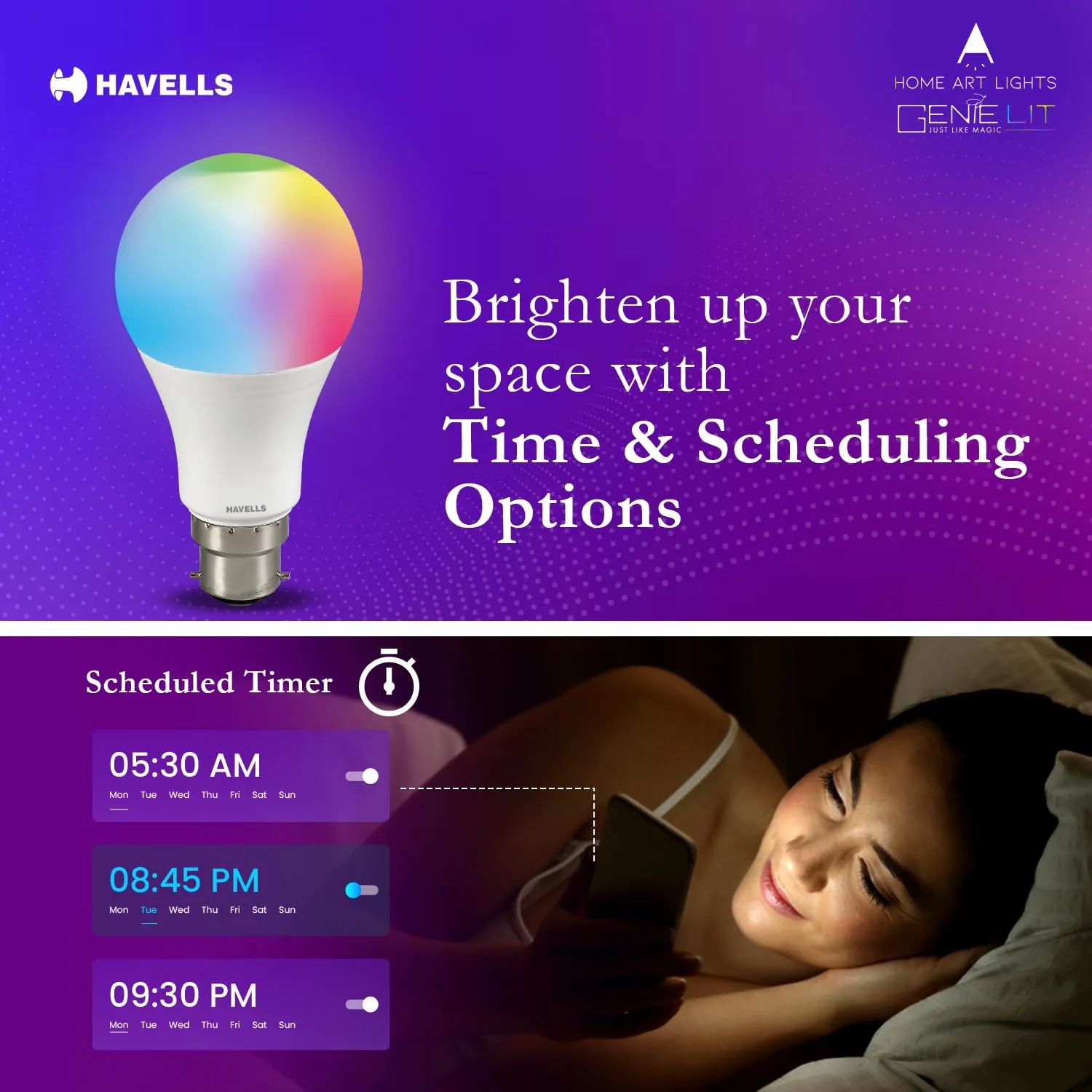 In-Depth Review: best smart bulb alexa - Havells Glamax 9W B22 WiFi LED Smart Bulb with Music Sync Function, Compatible with Amazon Alexa and Google A 7 Havells Glamax 9W B22 WiFi - view 6