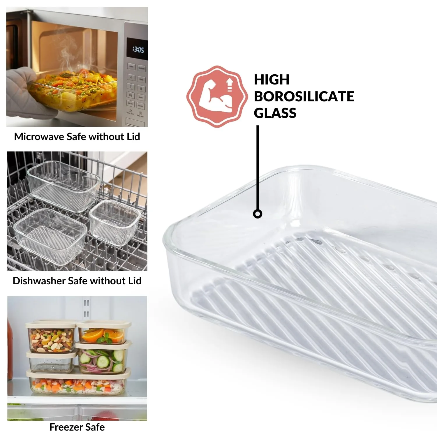 In-Depth Review: best pantry storage containers - Nestasia Groovo Glass Containers for Fridge Storage Set of 6 (S-310ml x 2, M-520ml x 2, L-750ml, XL- 6 best pantry storage containers view 4