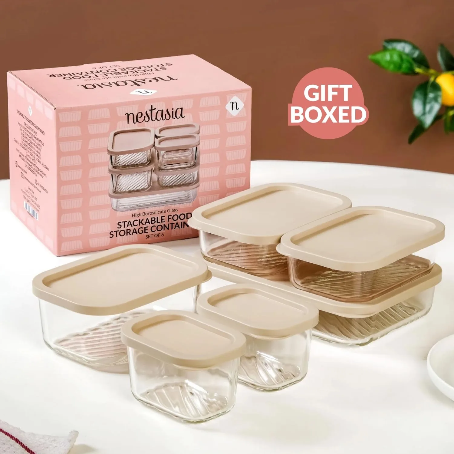 In-Depth Review: best pantry storage containers - Nestasia Groovo Glass Containers for Fridge Storage Set of 6 (S-310ml x 2, M-520ml x 2, L-750ml, XL- 10 best pantry storage containers view 8