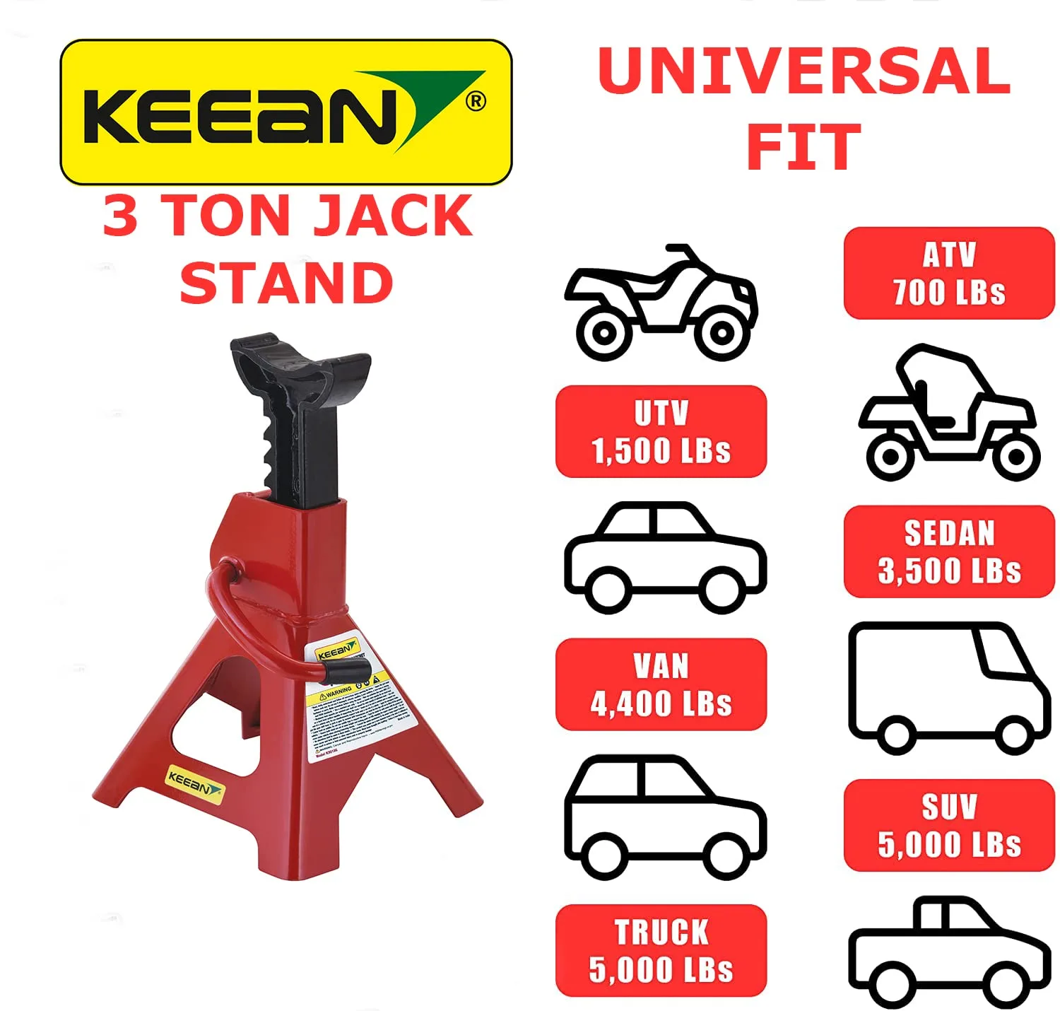 In-Depth Review: best car jack stand - KEEAN 3 TON Steel CAR Jack Stand with Heavy Duty SELF Locking Ratchet Handle (Automotive) (Set of 2 Pieces) | | 4 KEEAN 3 TON Steel CAR Jac - view 3