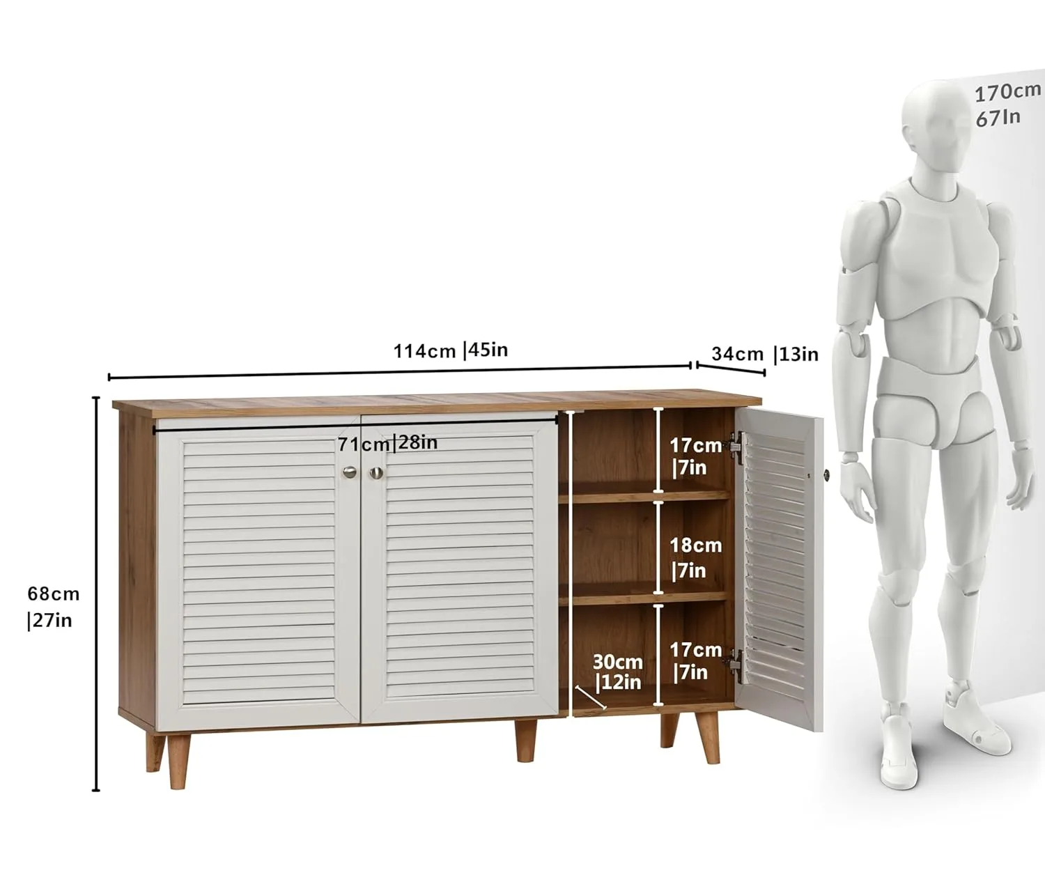 In-Depth Review: best shoe cabinet - DeckUp Plank Noordin 3-Door Engineered Wood Shoe Rack (Wotan Oak and White, Matte Finish) | | best shoe cabinet 3 DeckUp Plank Noordin 3-Doo - view 2