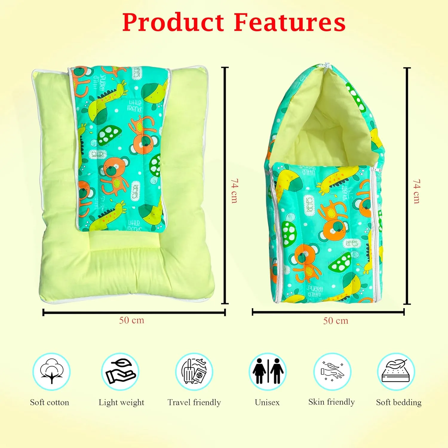 In-Depth Review: best baby sleeping bag - MOM & SON Cotton 29.52×17.71×3.93 inches Sleeping and Carry Bag, Green | | best baby sleeping 8 MOM & SON Cotton 2 - view 7
