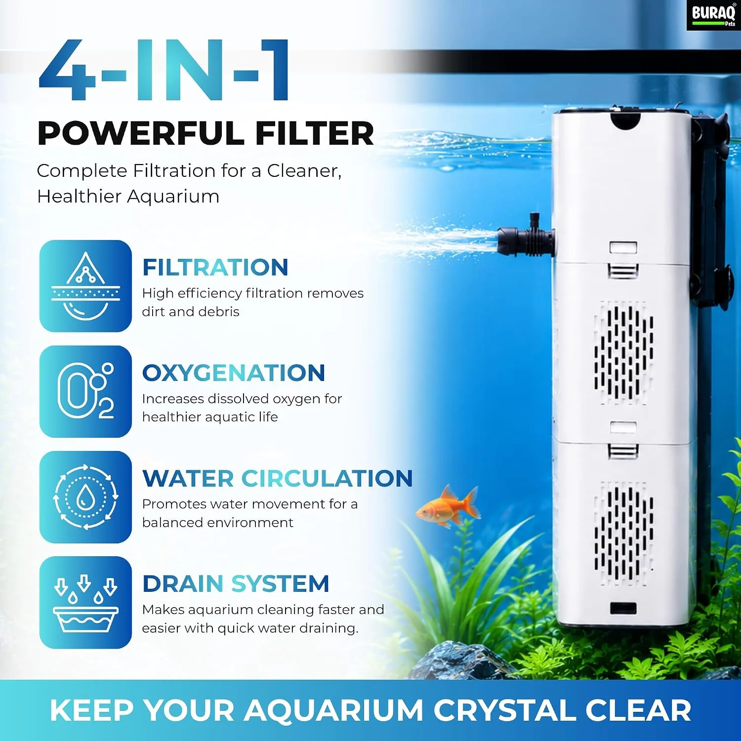 In-Depth Review: best aquarium filter - Buraq Pets XQP- 500F Aquarium Filter | 6W | 500 L/H for 2-2.5 ft Fish Tank | | best aquarium filter 3 Buraq Pets XQP- 500F Aqua - view 2