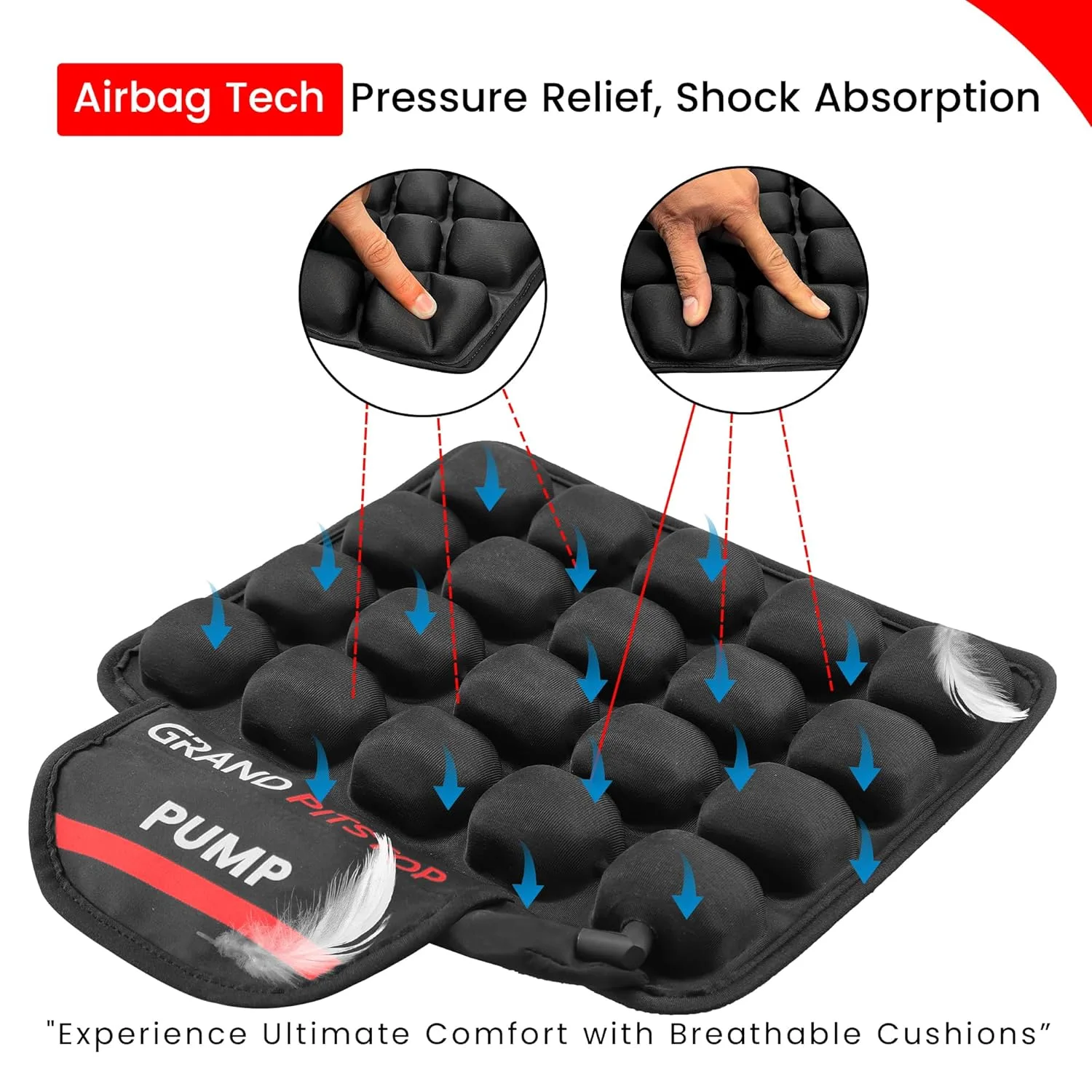 In-Depth Review: best bike pillion seat - GRAND PITSTOP Inflatable Motorcycle Pillion Air Seat Cushion with Air Filling Pump | Non-Skid Base | Bike Se 8 GRAND PITSTOP Inflatable - view 7