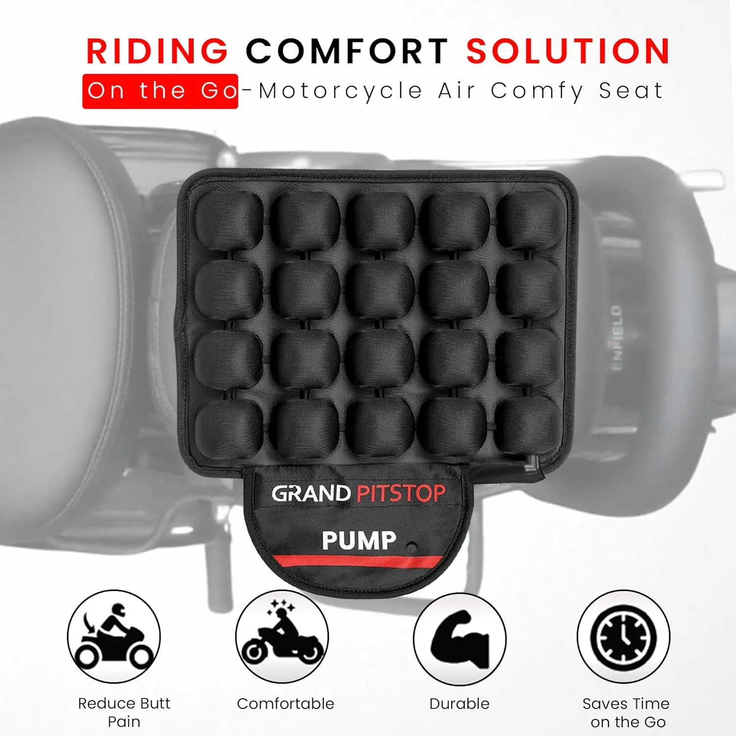 In-Depth Review: best bike pillion seat - GRAND PITSTOP Inflatable Motorcycle Pillion Air Seat Cushion with Air Filling Pump | Non-Skid Base | Bike Se 4 GRAND PITSTOP Inflatable - view 3