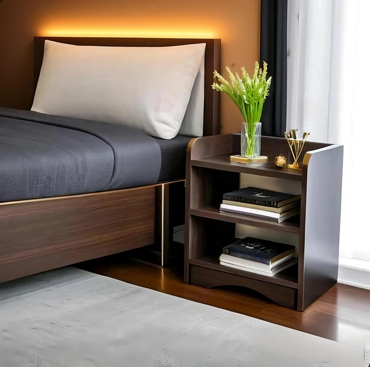 best bed side table – Yookeer Modern Bedside Table with 3 Sh